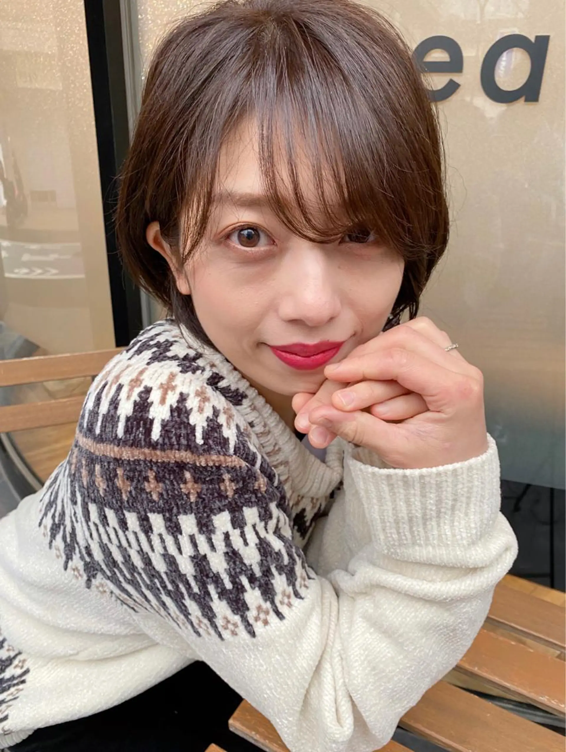 ショート カラー ショートヘア うざバング カット ヘアカラー トリートメント デザインカラー/ ブリーチ/稲若健太郎のヘアスタイル