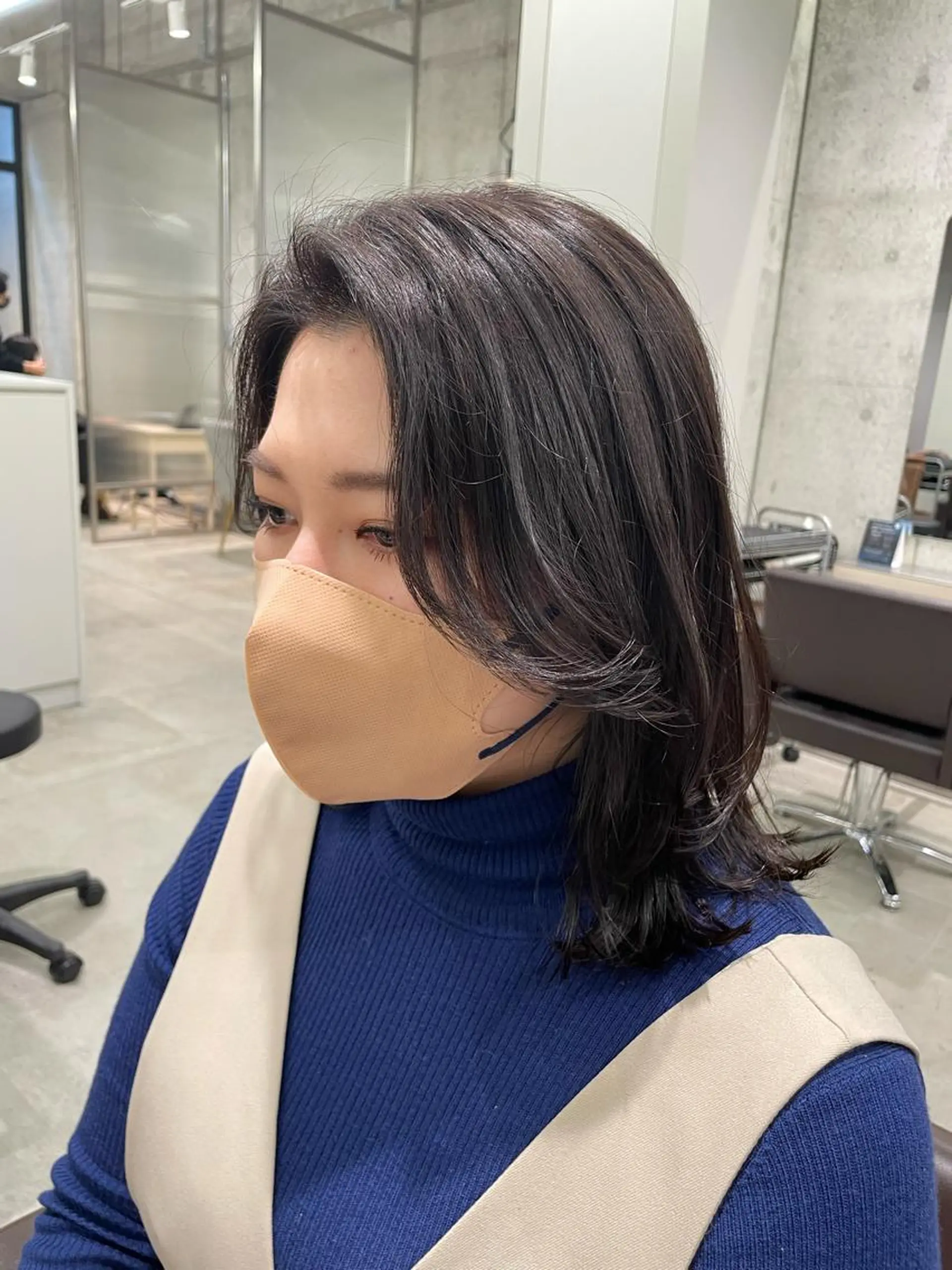 ミディアム カラー ボブ 髪質改善 トリートメント ヘアカラー トリートメント パーソナルカラー 藤本夢のヘアスタイル