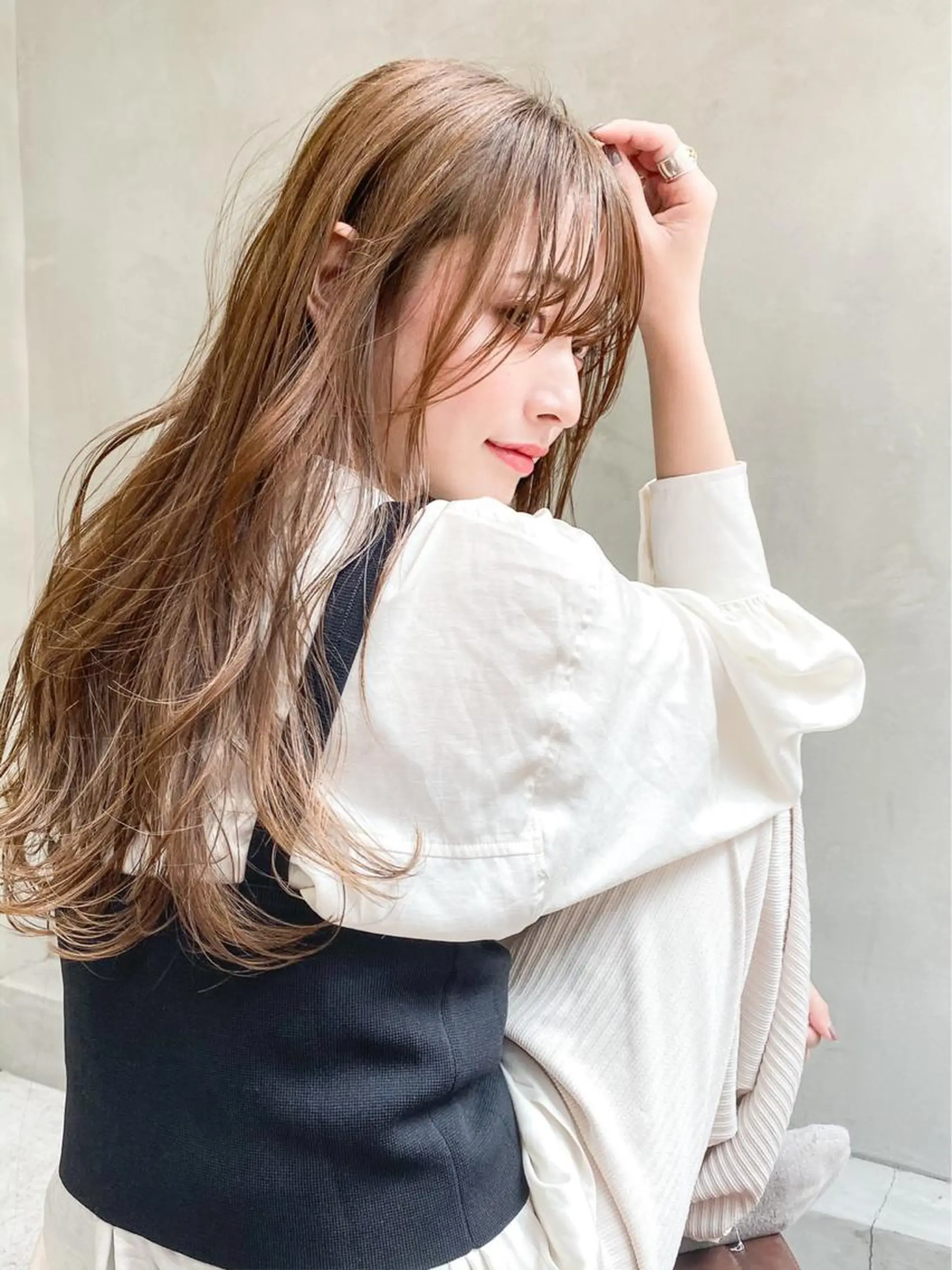 ロング 天使の羽バング・フェザーバング うざバング カット パーマ トリートメント ヘアセット 山口 竣也のヘアスタイル