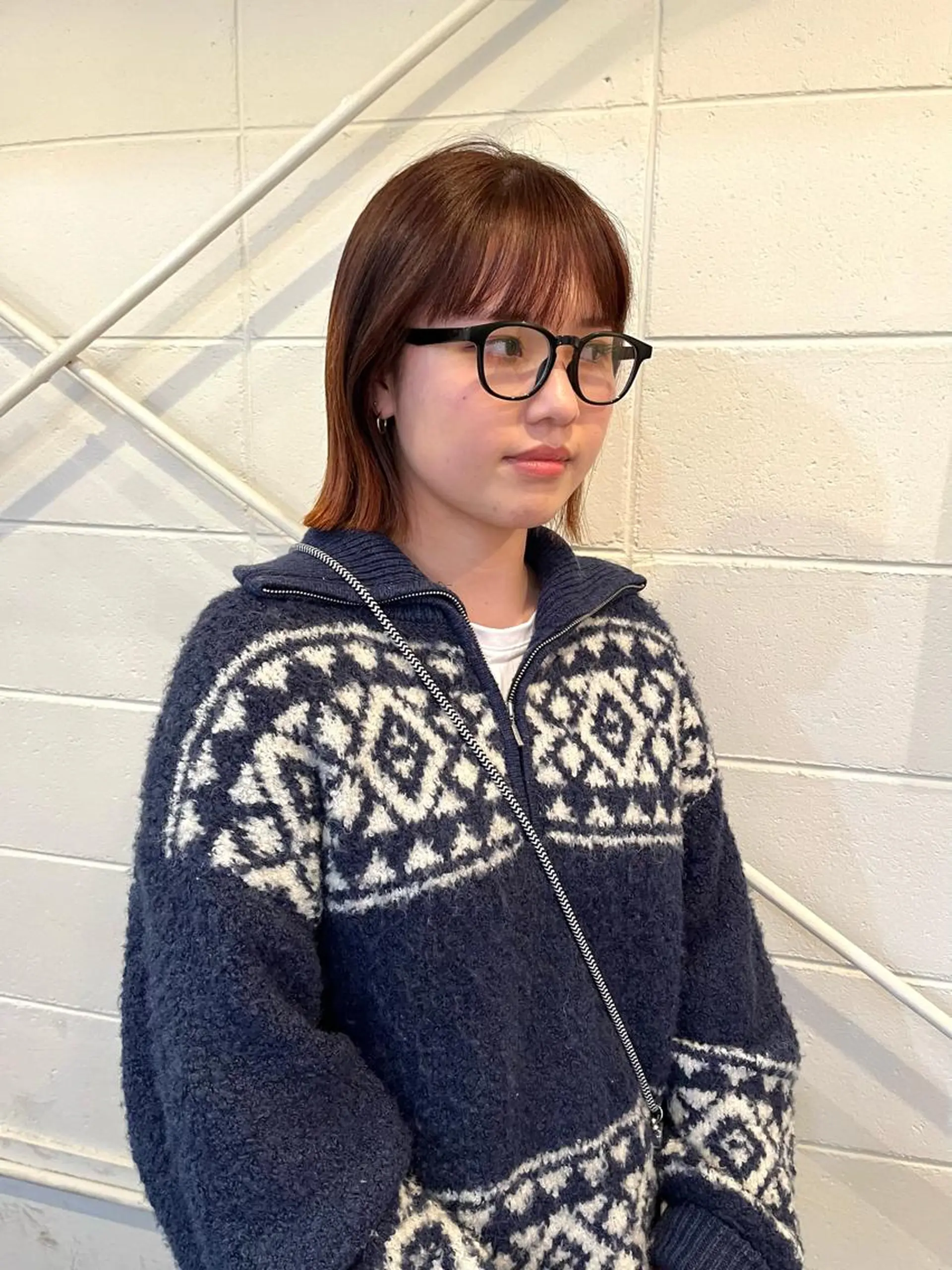 ミディアム カラー グラデーションカラー オレンジ iru所属・mi kiのヘアスタイル