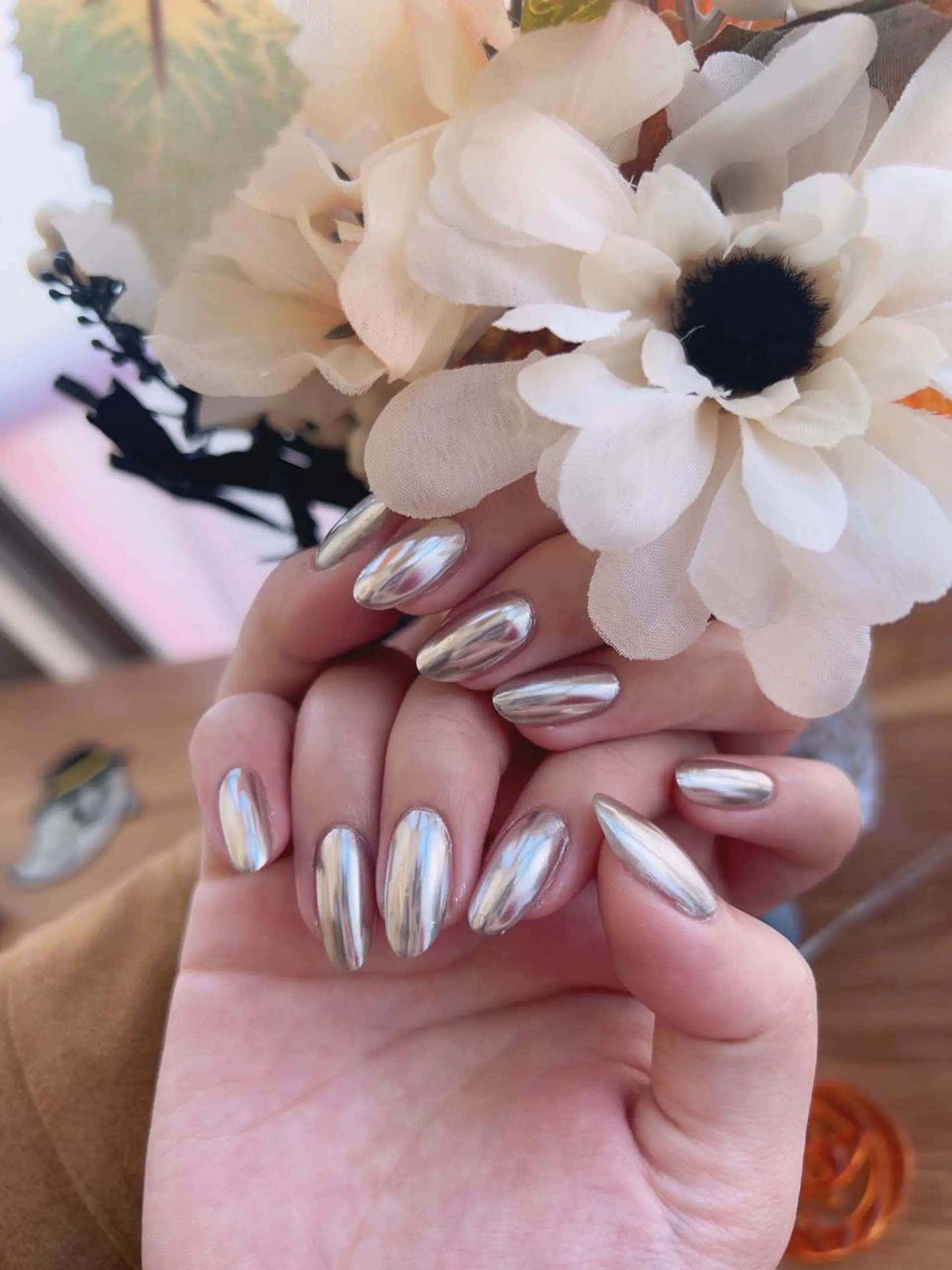 ネイル ミラーネイル シルバー ハンドネイル リ サのネイルデザイン