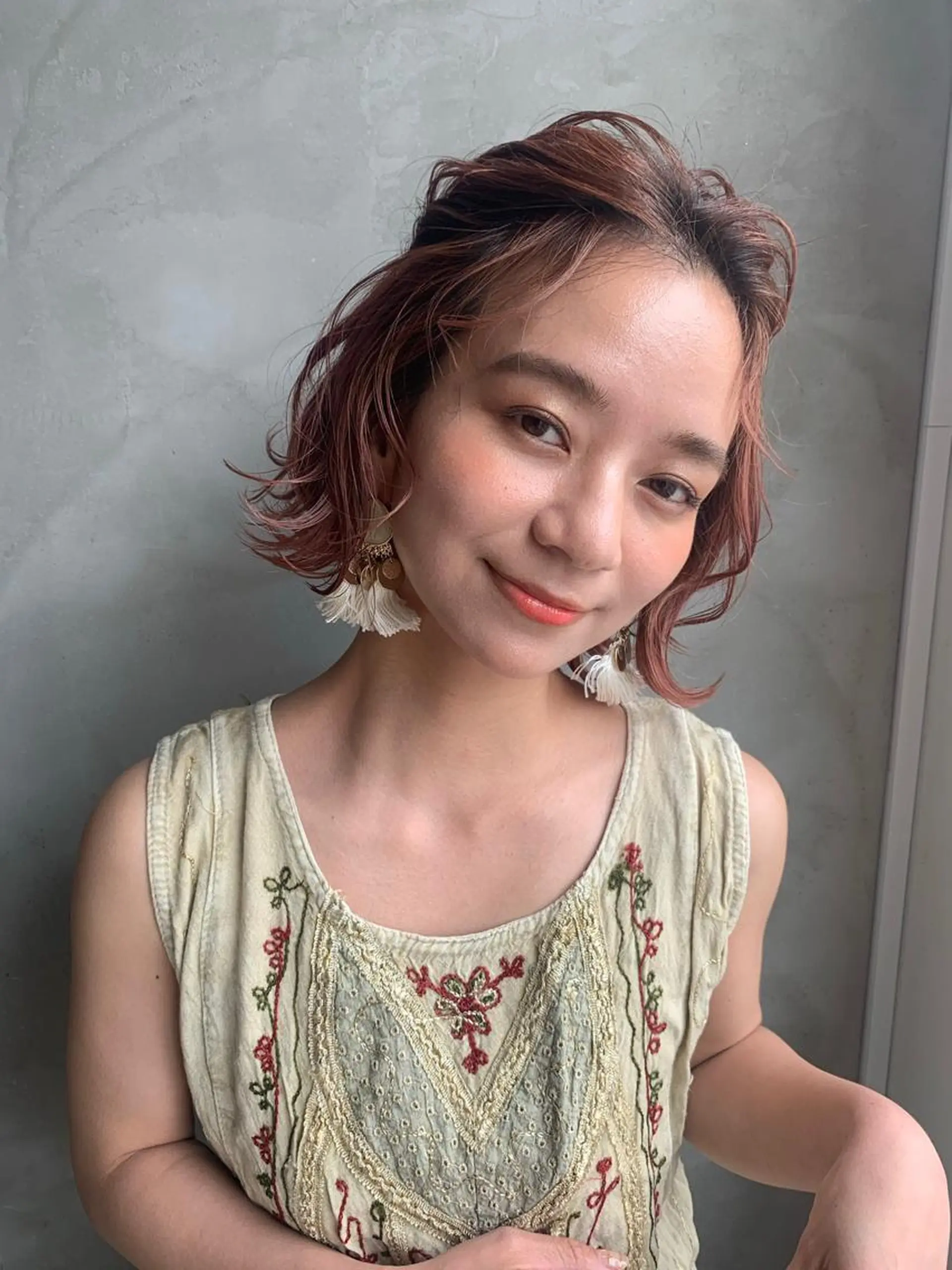 ミディアム カット ヘアカラー トリートメント maho🤍透明感 カラー/顔周りcutのヘアスタイル