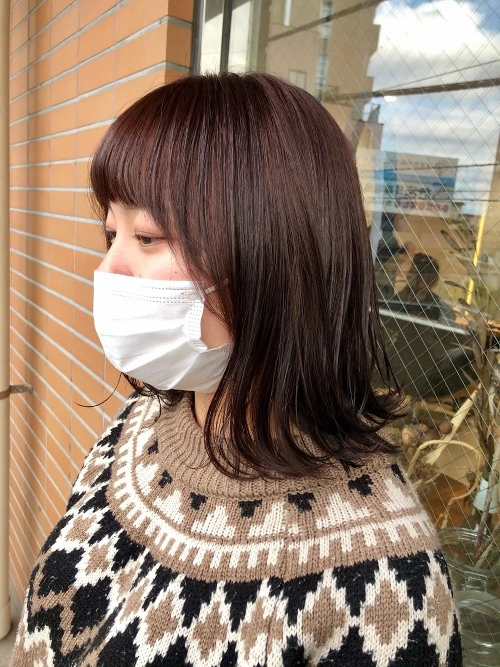 ミディアム カラー ボルドーカラー bococa りんのヘアスタイル