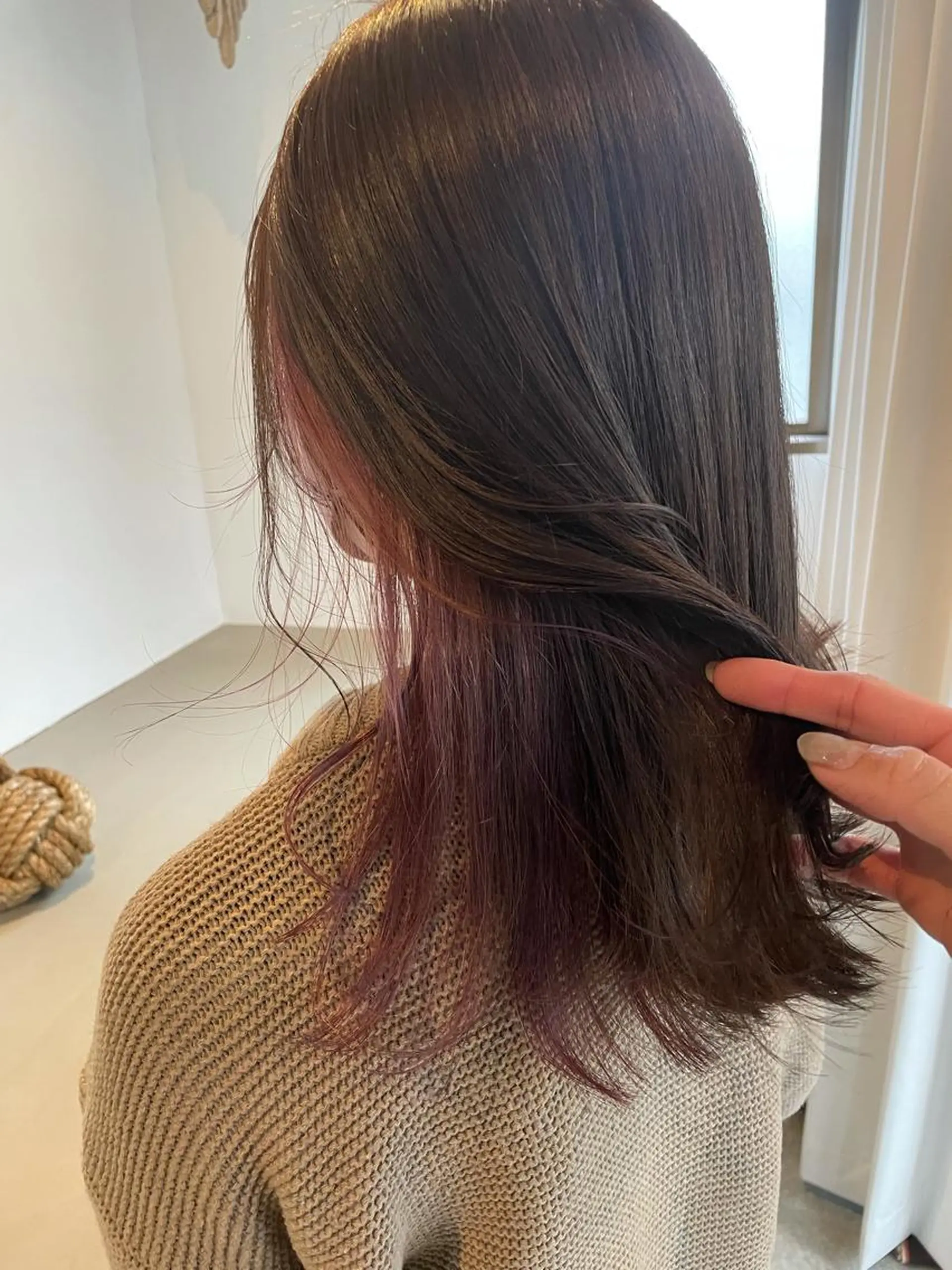 セミロング カラー ブリーチ グレージュ インナーカラー ラベンダーカラー ラベンダーグレージュ ヘアカラー 中目黒🌼 🌼ハナのヘアスタイル