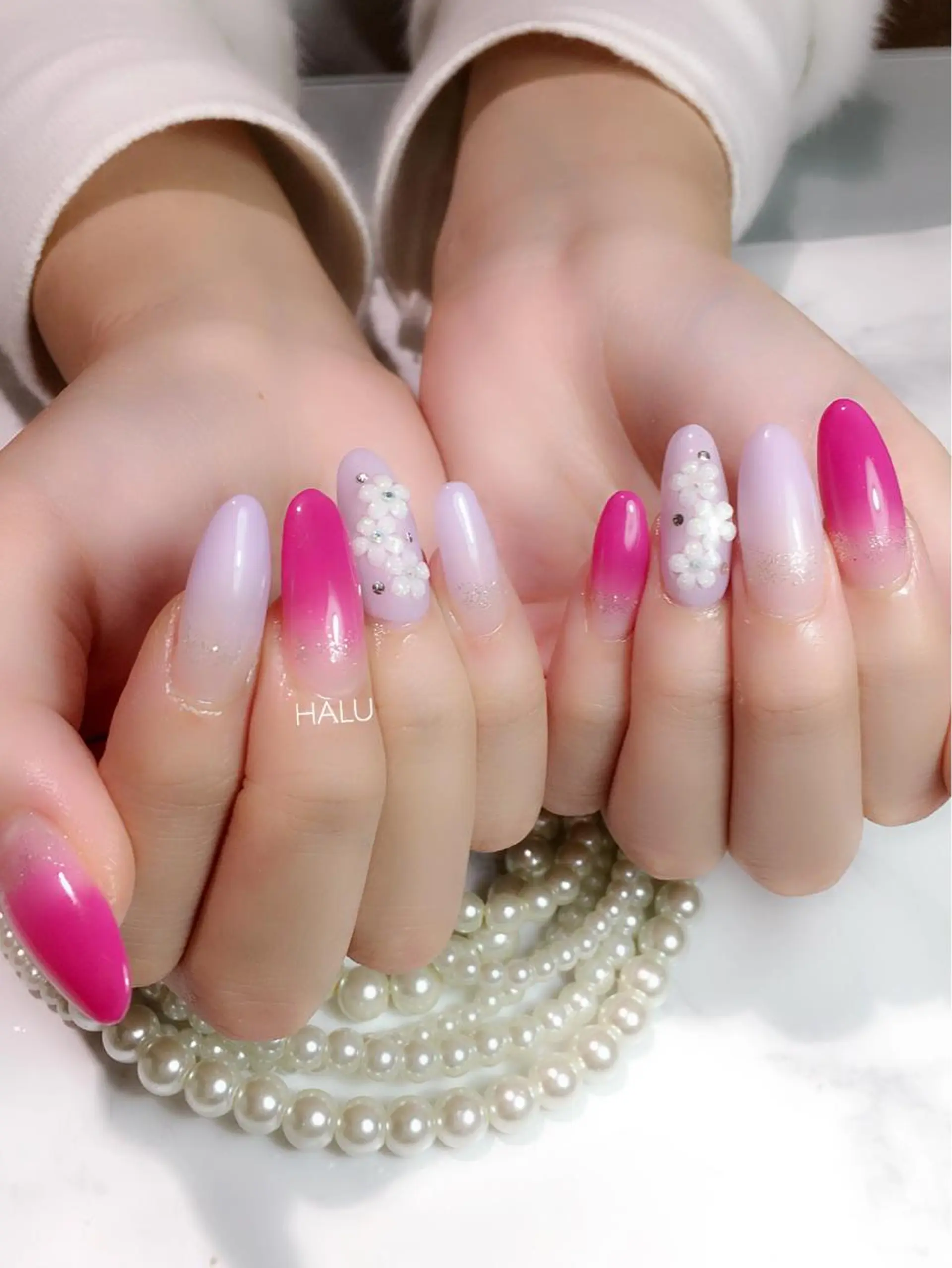 ネイル グラデーション パステルネイル ピンク パープル HALU ハルのネイルデザイン