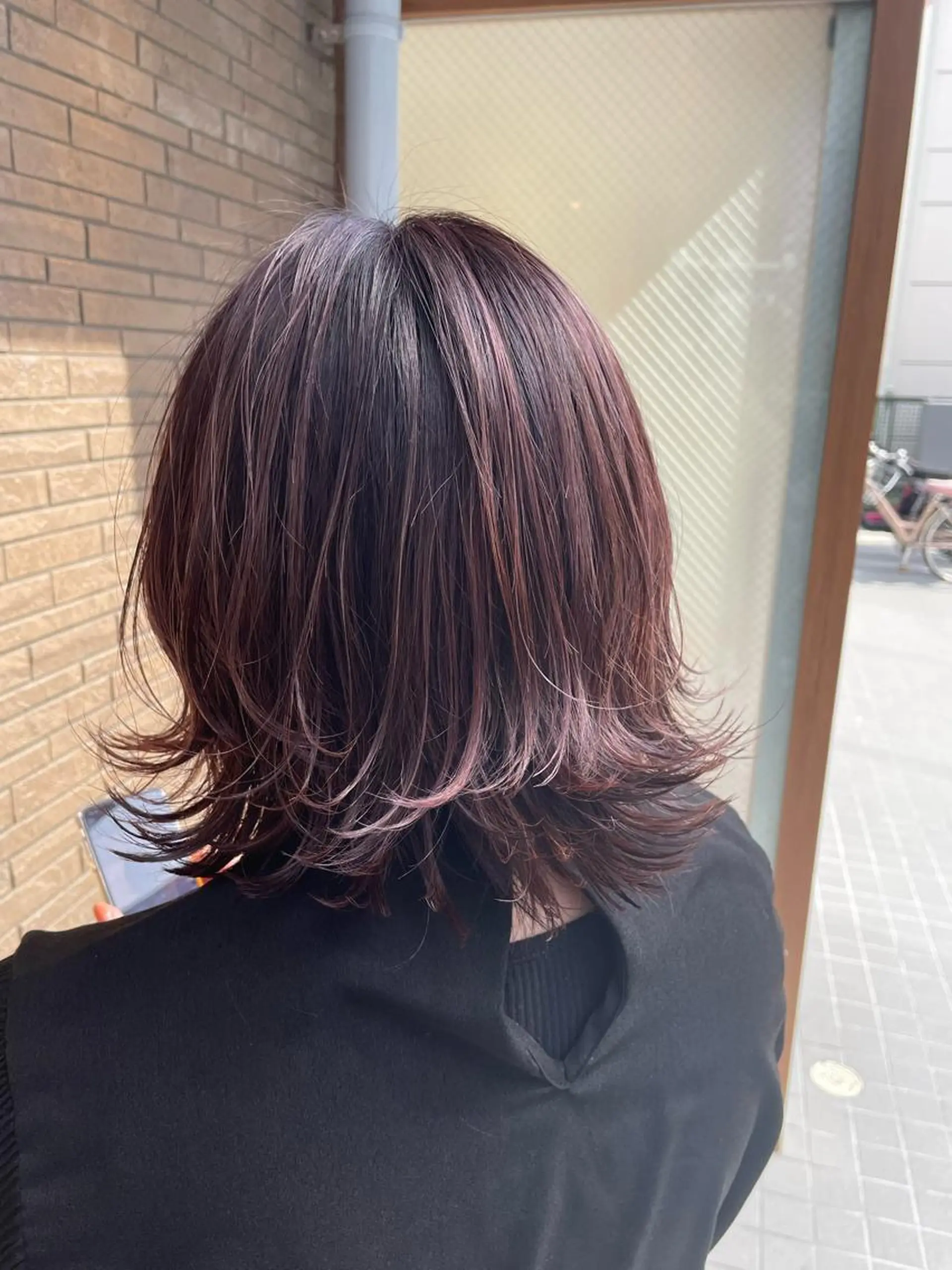 ミディアム カラー ハイライトカラー ピンクカラー ボブ ハイライト 中嶋 ナカジマのヘアスタイル