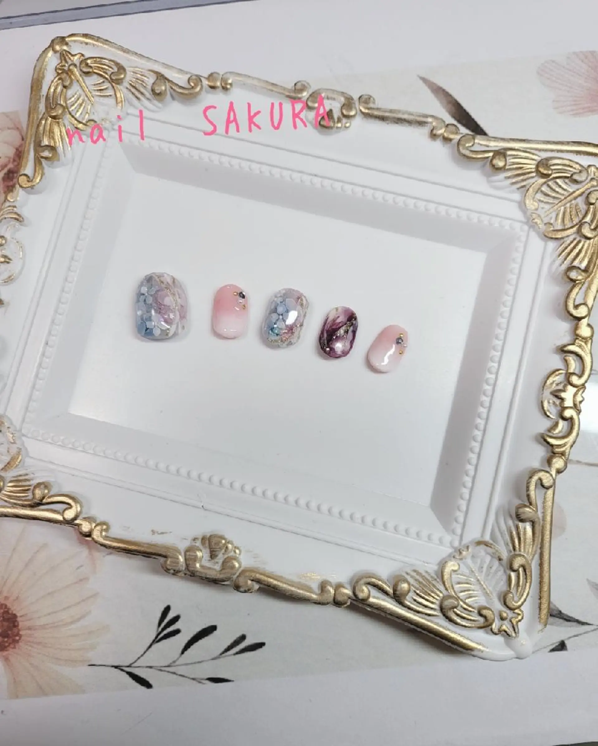 ネイル グラデーション 大理石ネイル(マーブル) nailSAKURA 🌸爪の美容室のネイルデザイン