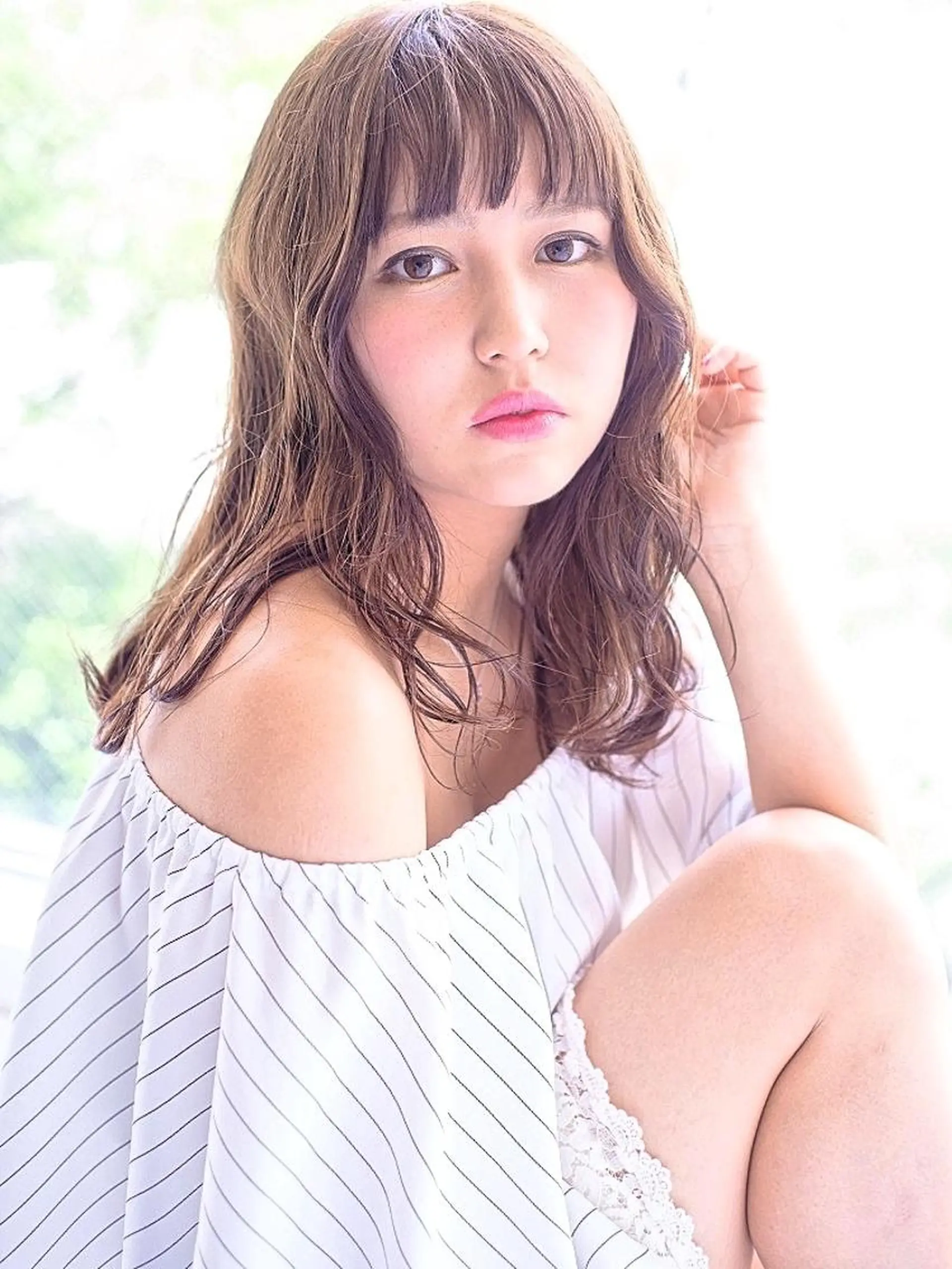 ミディアム カラー パーマ 透明感カラー 小顔カット カット ヘアカラー トリートメント ヘッドスパ ✨hair make flencia✂️✨のヘアスタイル