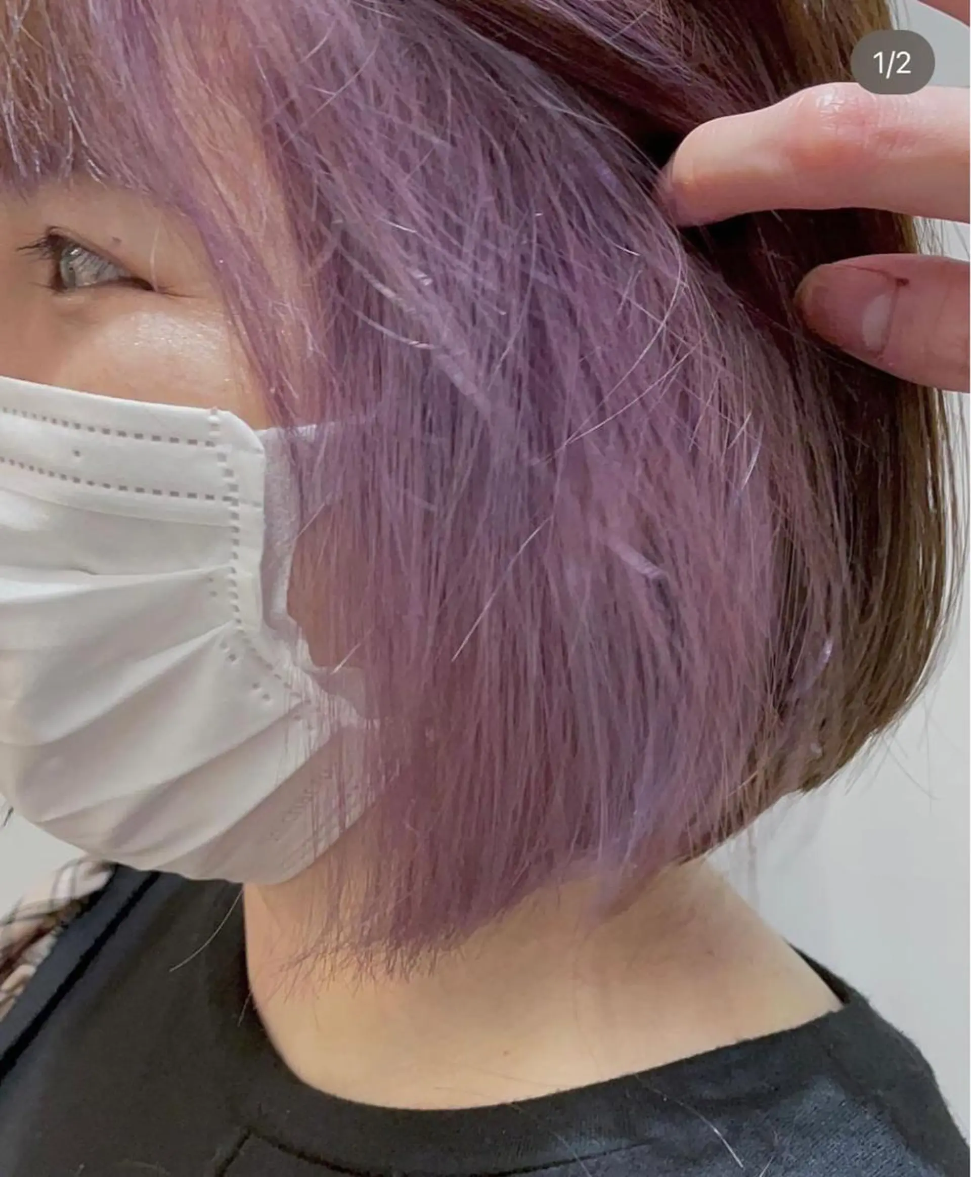 カラー インナーカラー ラベンダーカラー ボブ 阪急/箕面/髪質改善 /千夏のヘアスタイル