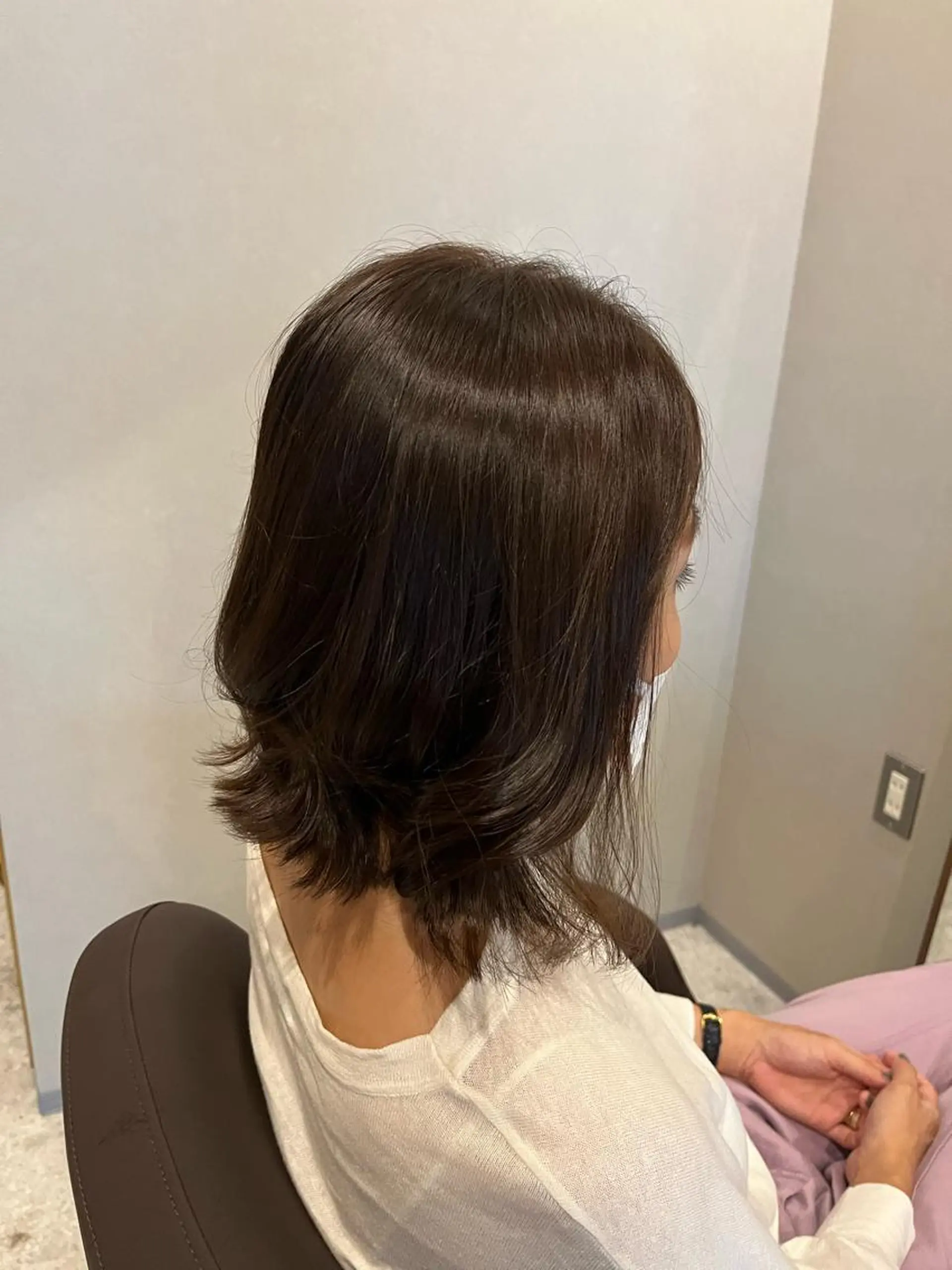 ミディアム 切りっぱなしボブ ボブ カット ヘアカラー トリートメント アルゴ八潮所属・Argo mikiのヘアスタイル