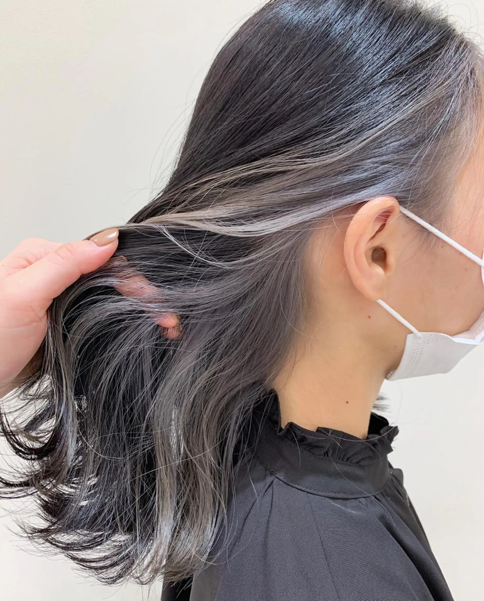 ミディアム カラー ミストバング  フェイスフレーミング インナーカラー 🌹似合わせカラー/ 酸性縮毛🌹野本麗奈のヘアスタイル
