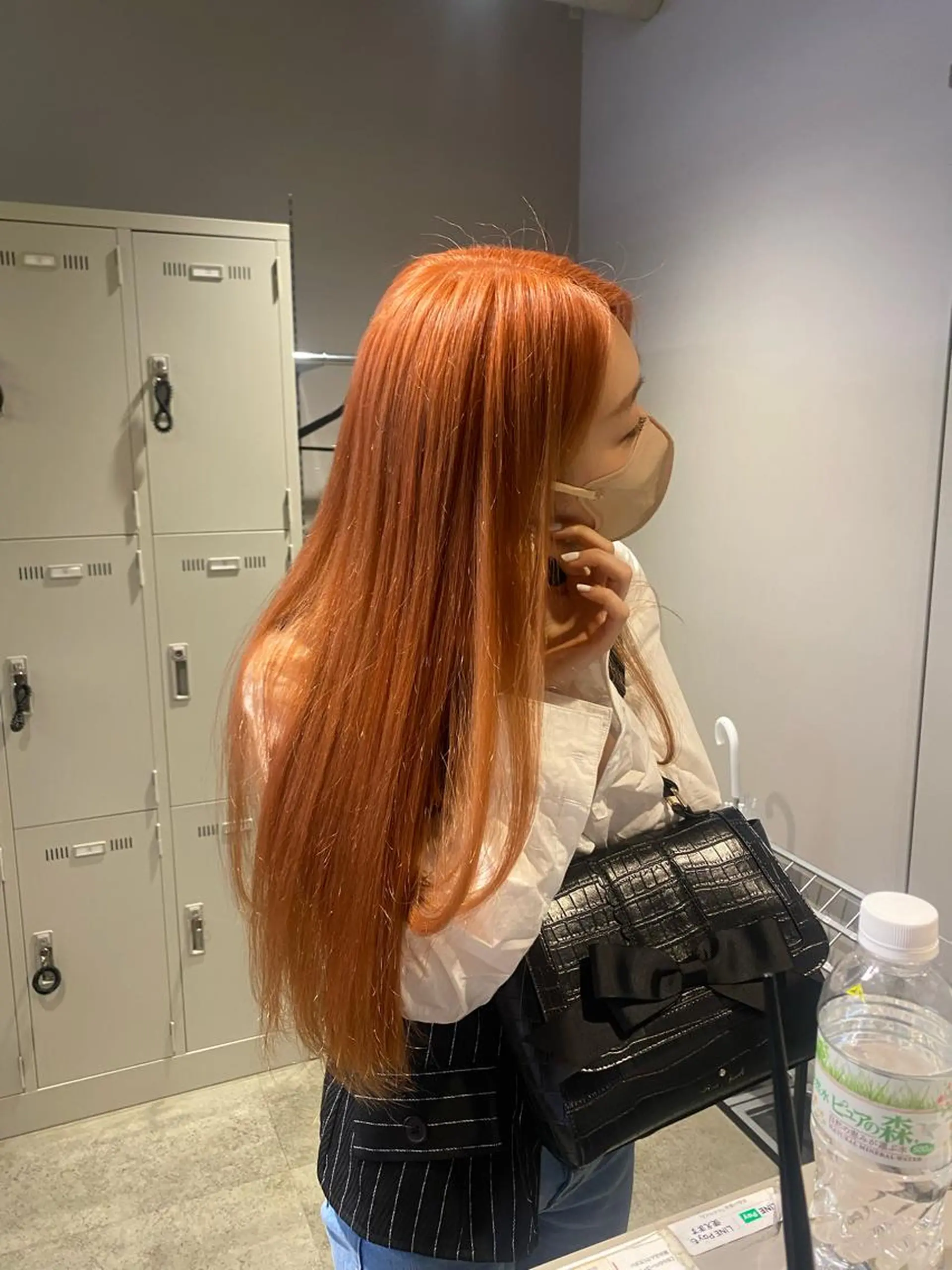 ロング カラー ベージュカラー オレンジ オレンジベージュ ヘアカラー トリートメント ヘアセット 韓国/トレンド レイヤー【101】のヘアスタイル