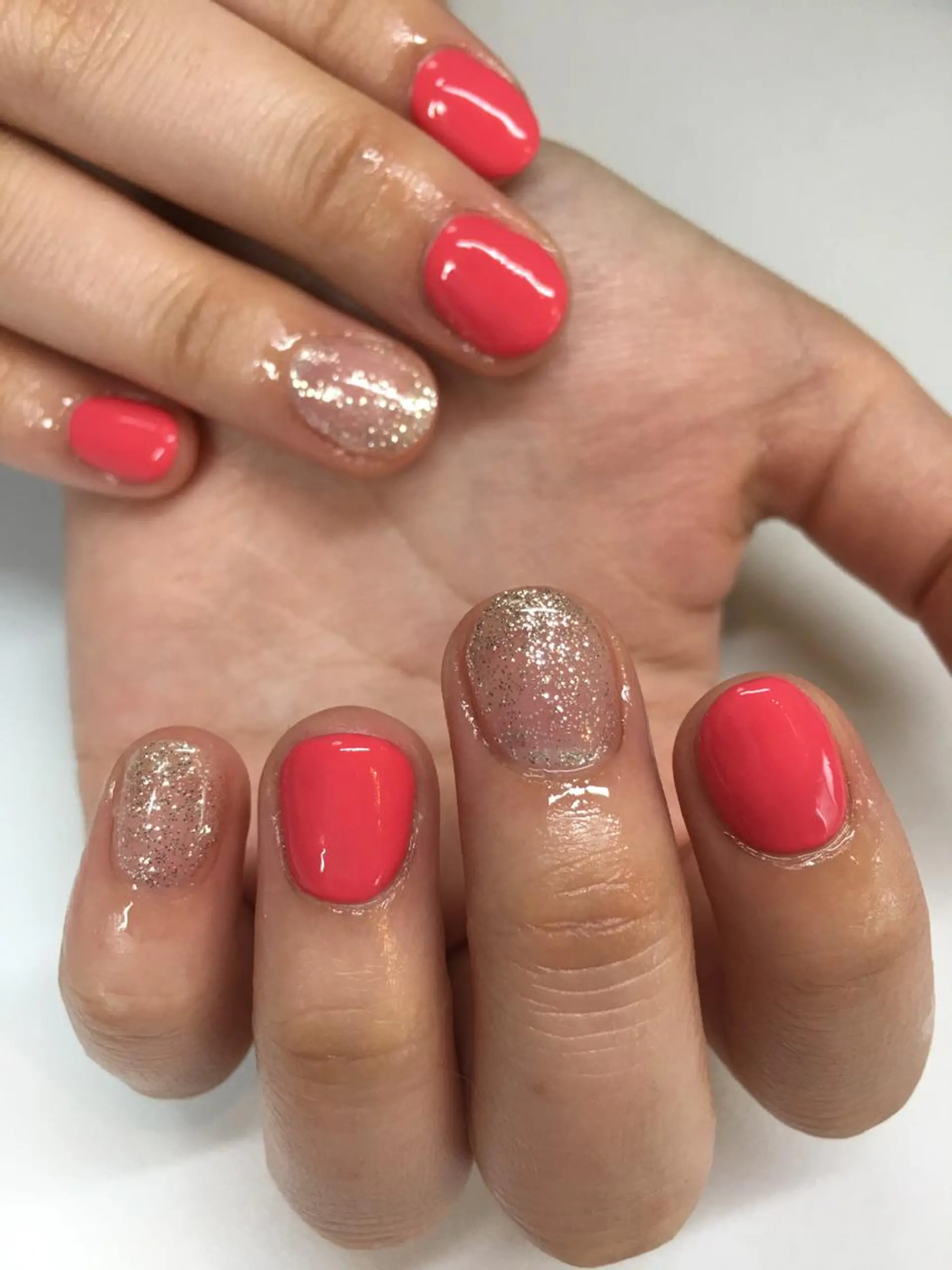 ネイル オレンジ ピンク glow_ nailのネイルデザイン