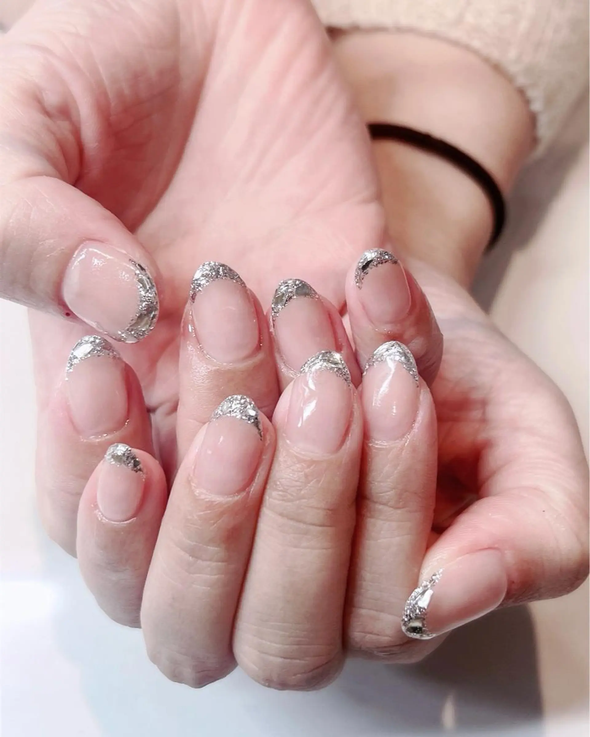 ネイル フレンチネイル ガラスフレンチ Moana Nail 長さだし専門店のネイルデザイン