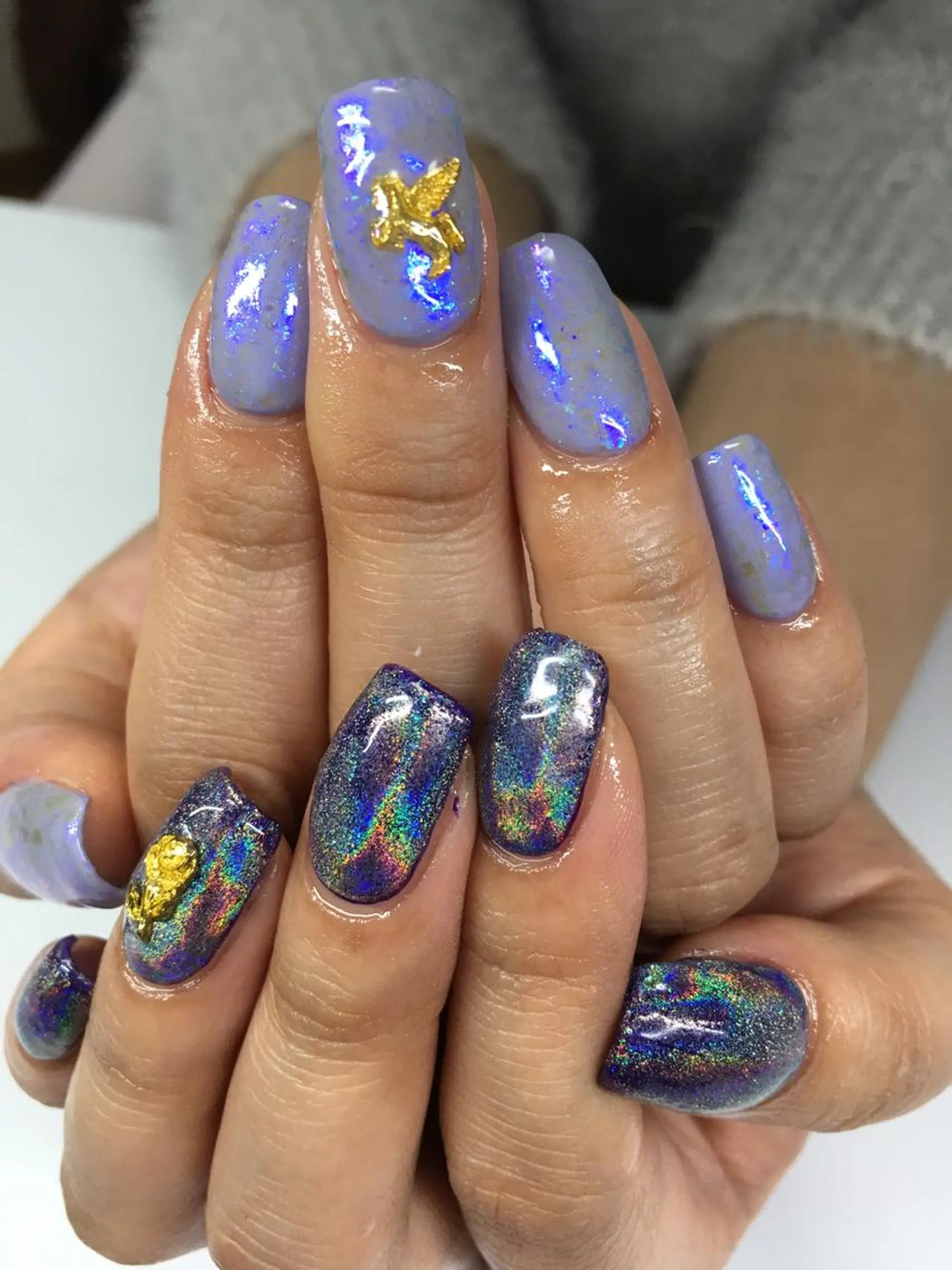 ネイル オーロラネイル パープル glow_ nailのネイルデザイン