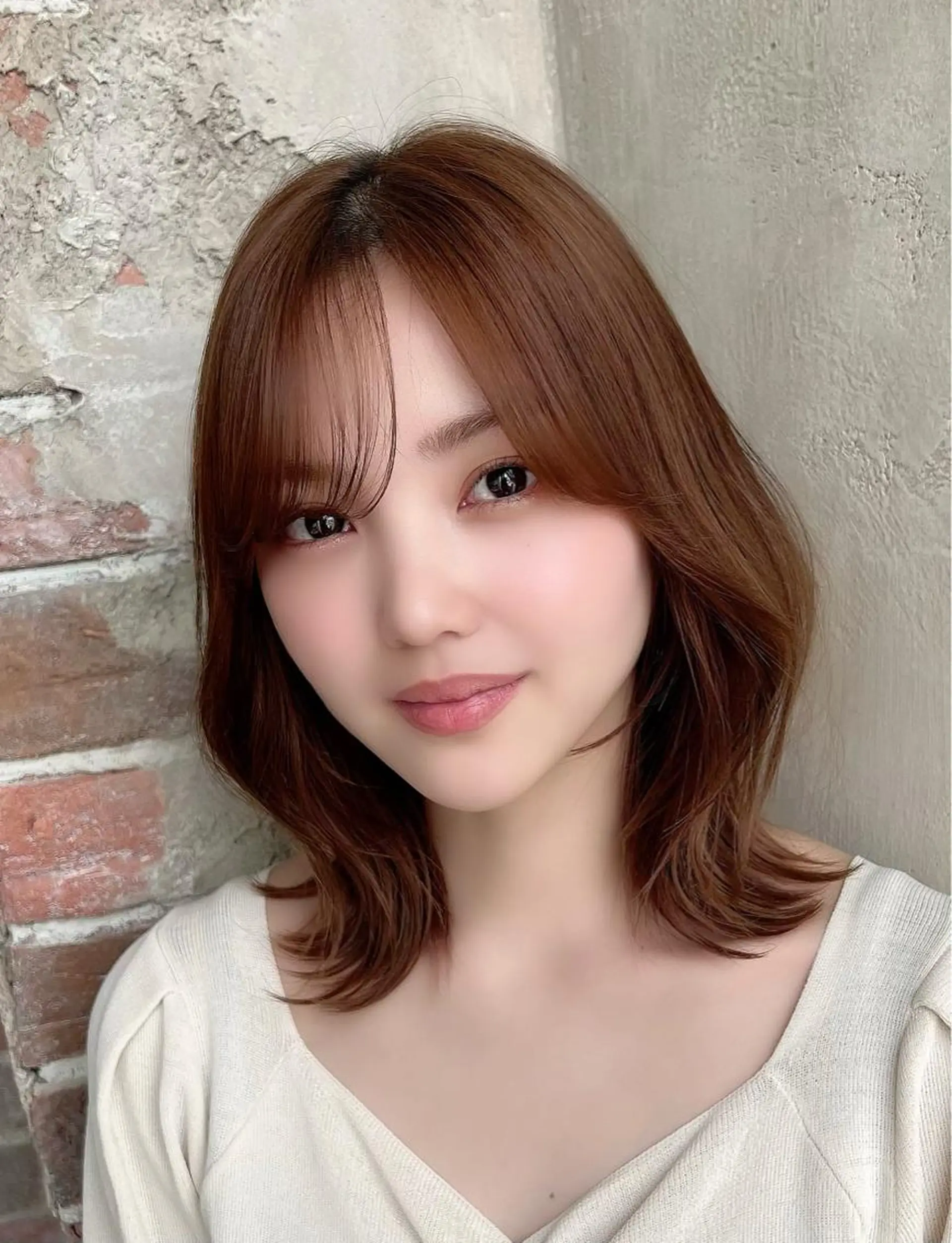 ミディアム くびれヘア レイヤーカット カット ヘアカラー トリートメント 🧡くびれヘア/前髪 顔周り🧡久原結衣のヘアスタイル