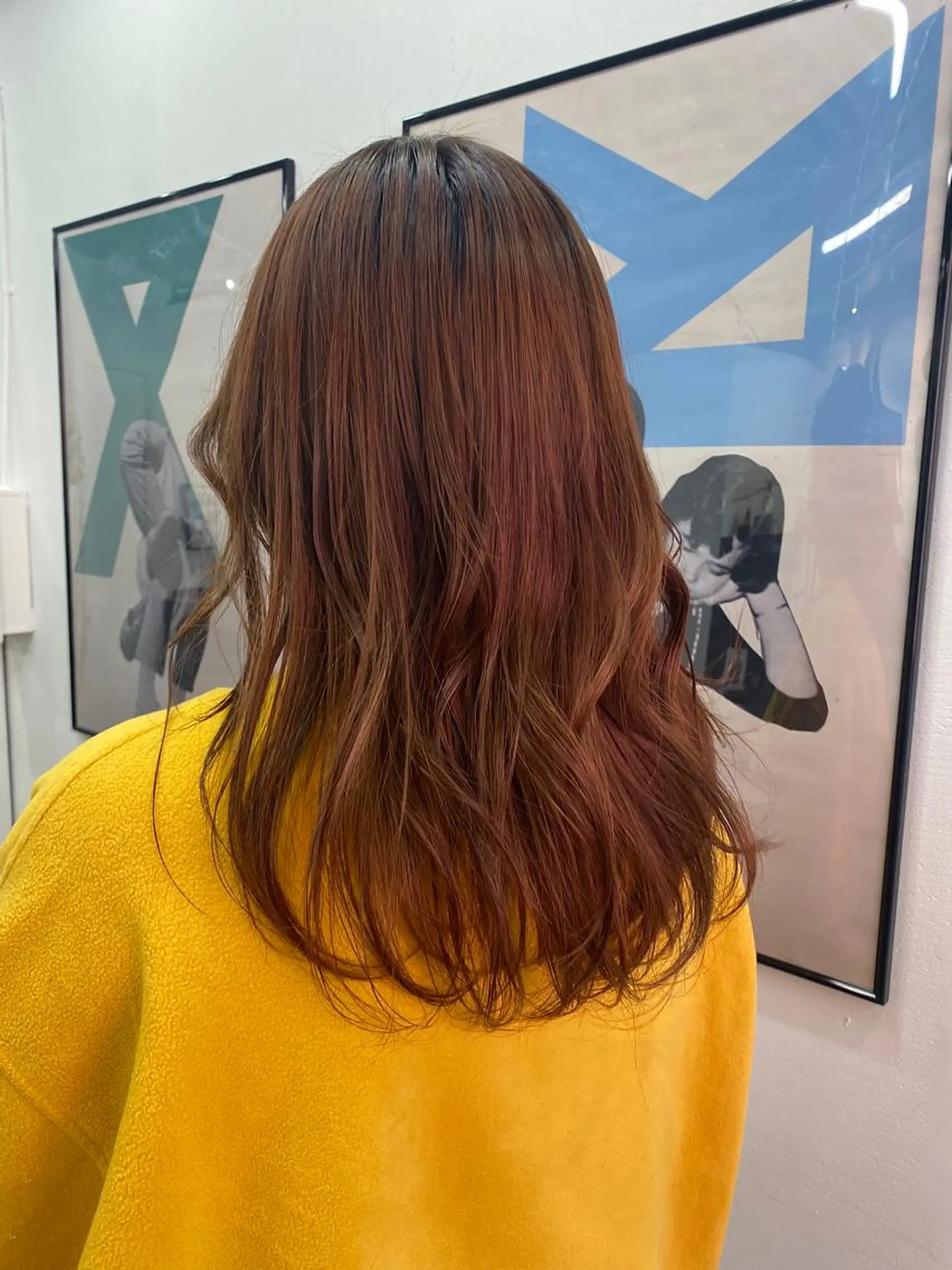 ロング カラー ブラウンカラー オレンジ オレンジブラウン 顔周りカット ヘアカラー 暖色カラー/天神/ ヘイマサクラのヘアスタイル