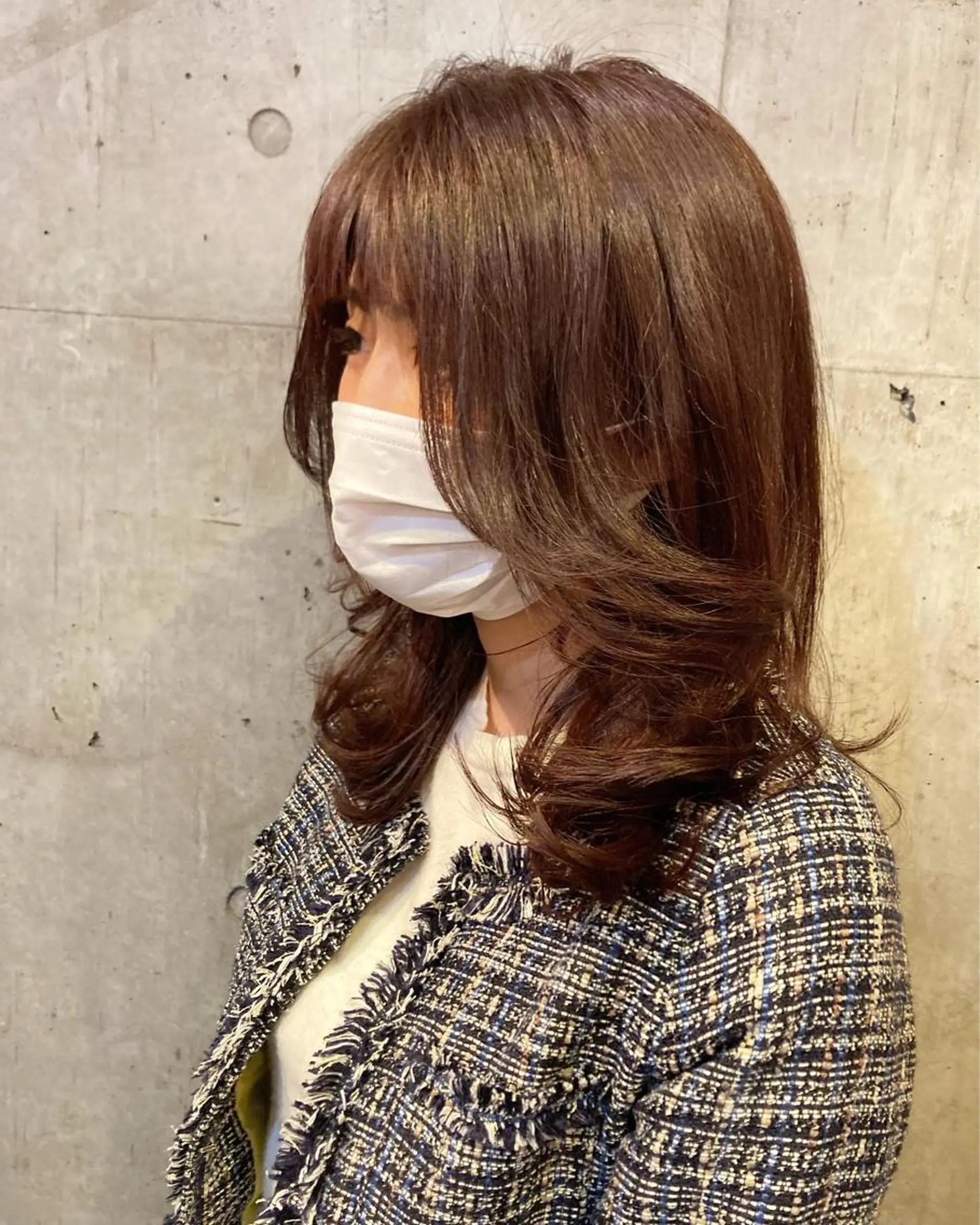 セミロング カラー ベージュカラー デザインカラー インナーカラー ピンクカラー ピンクベージュ ✂︎岡根 京花✂︎のヘアスタイル