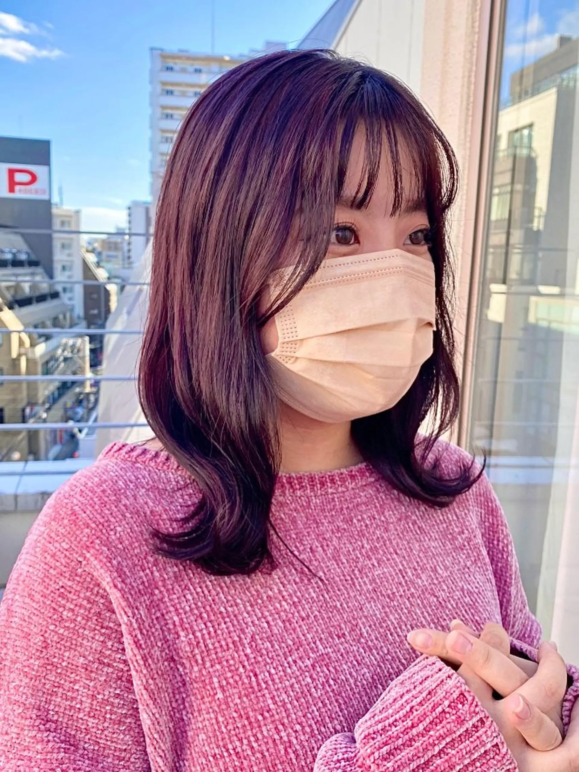 セミロング カラー ピンクカラー ヘアカラー 暖色カラー/天神/ ヘイマサクラのヘアスタイル