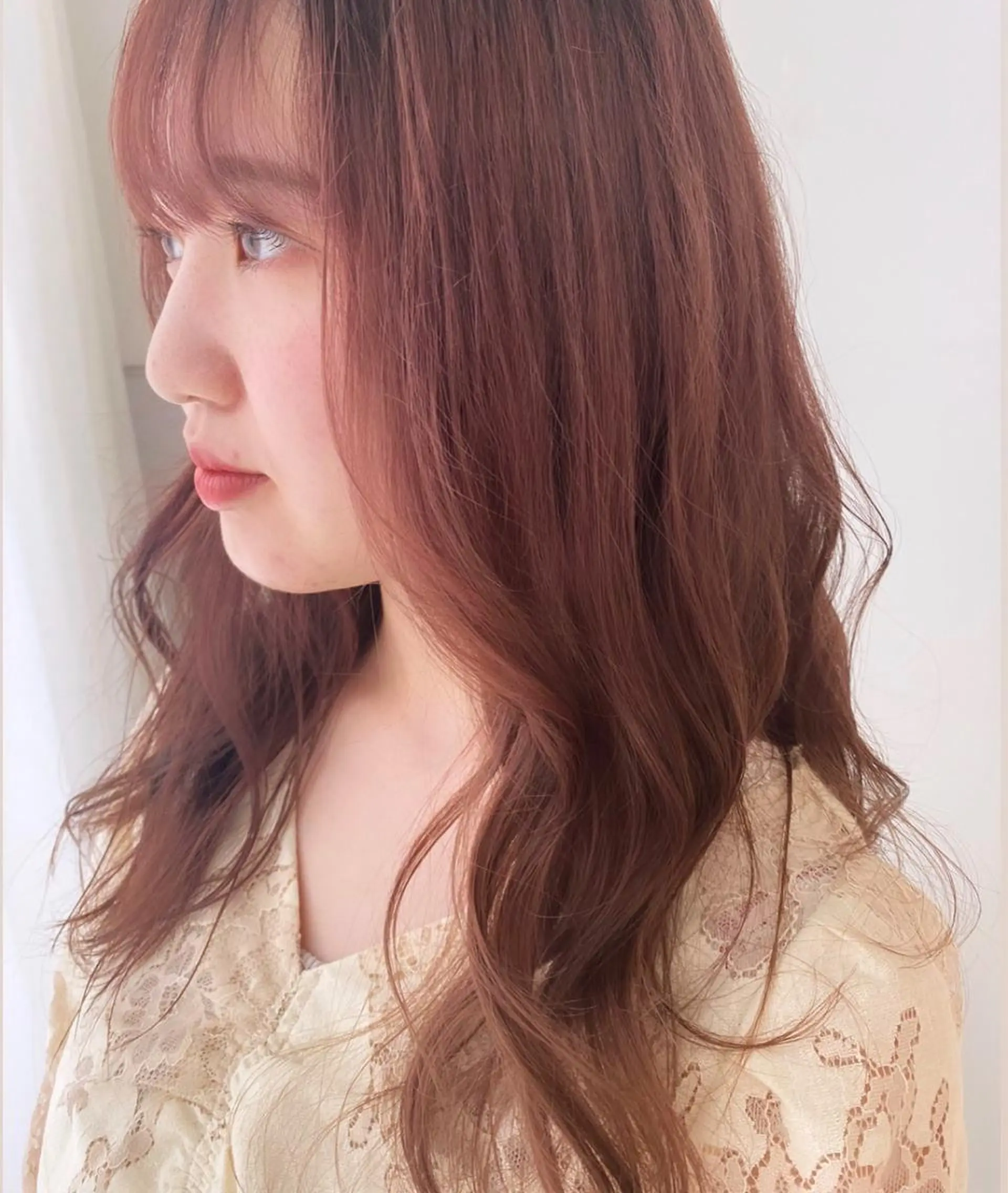 ロング カラー ブラウンカラー ローズカラー ローズブラウン カット ヘアカラー トリートメント the path ナツミのヘアスタイル