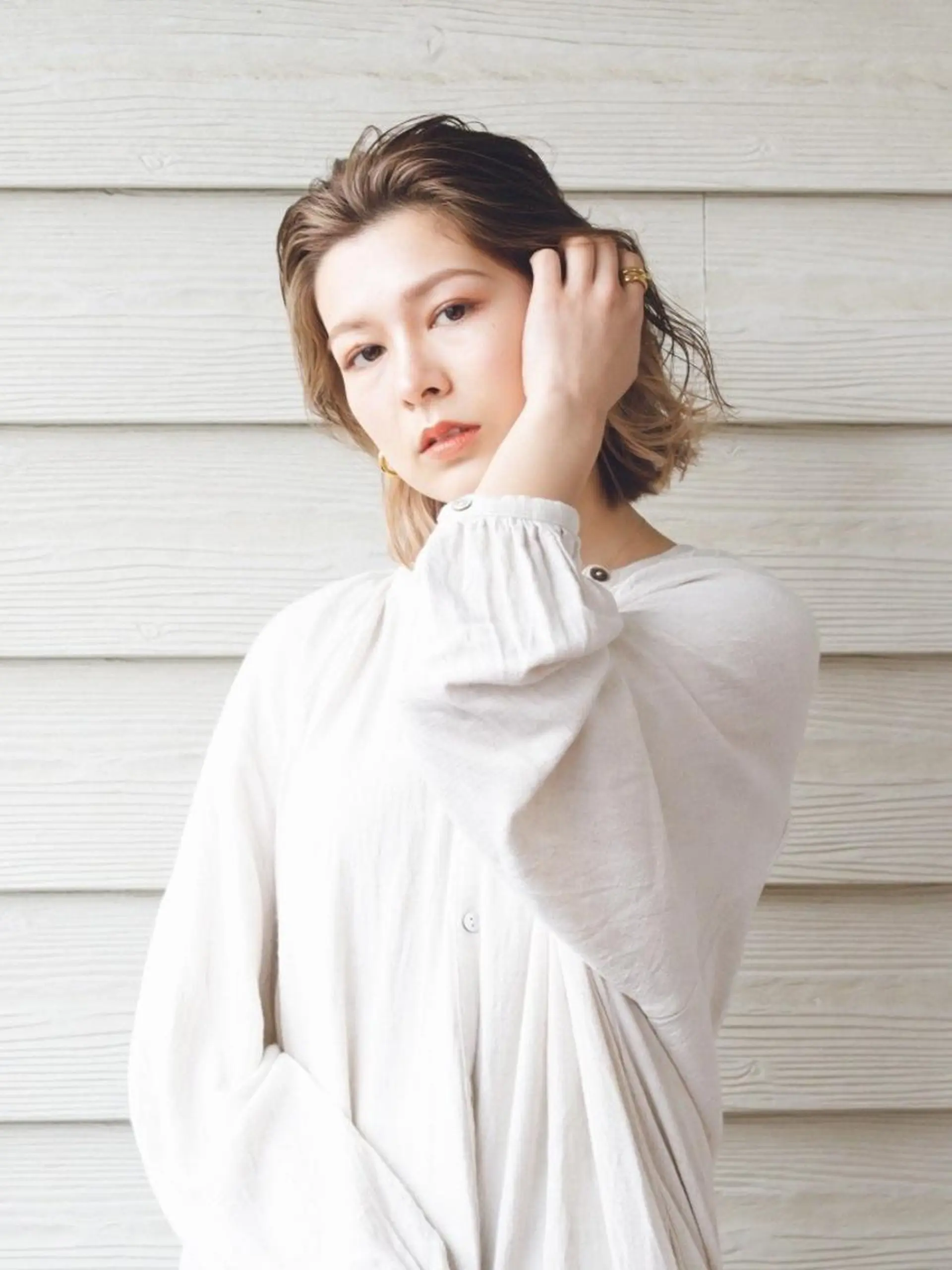 ミディアム 柳下 涼のヘアスタイル