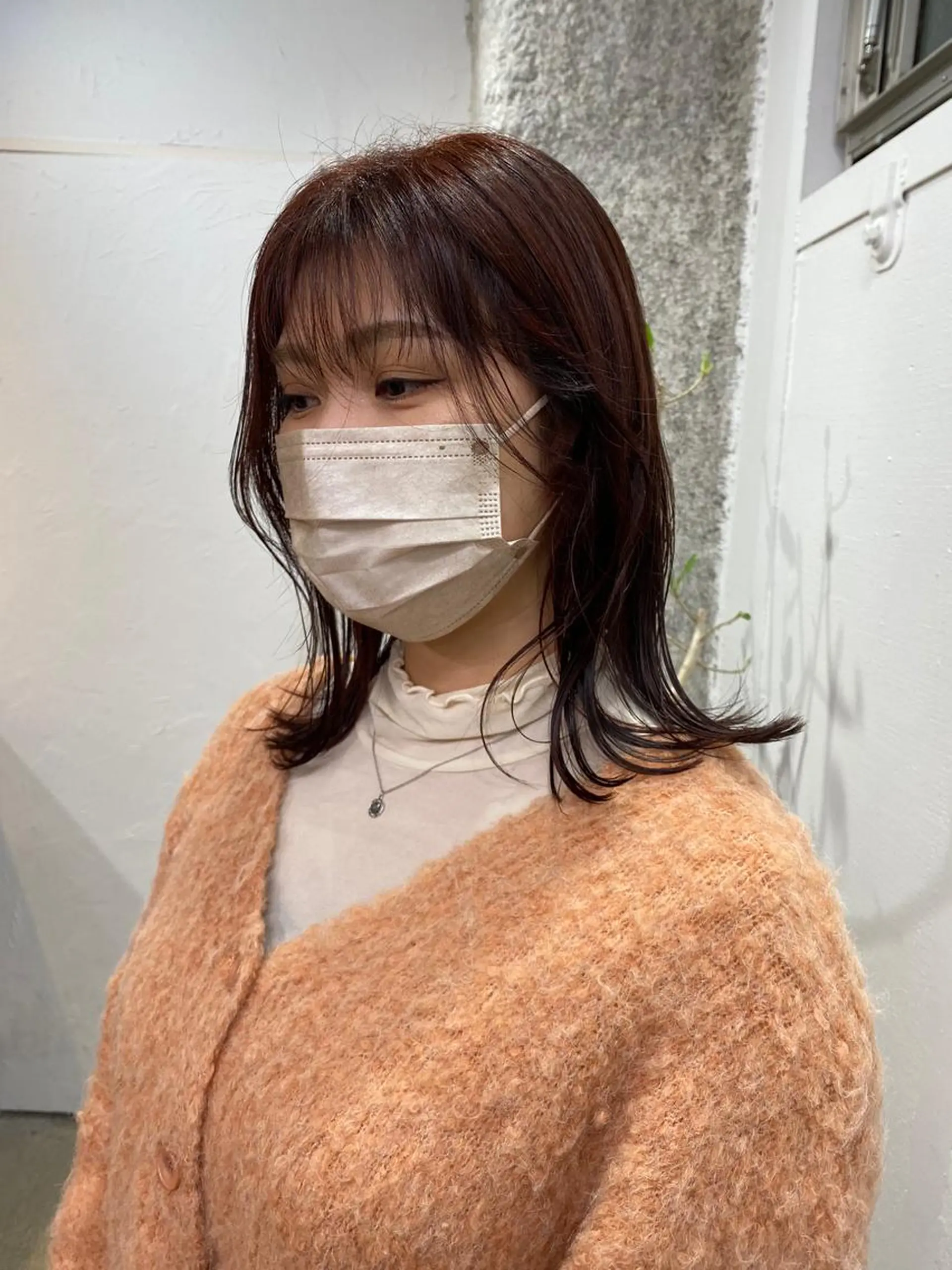 セミロング カラー オレンジ レッドカラー ヘアカラー 暖色カラー/天神/ ヘイマサクラのヘアスタイル