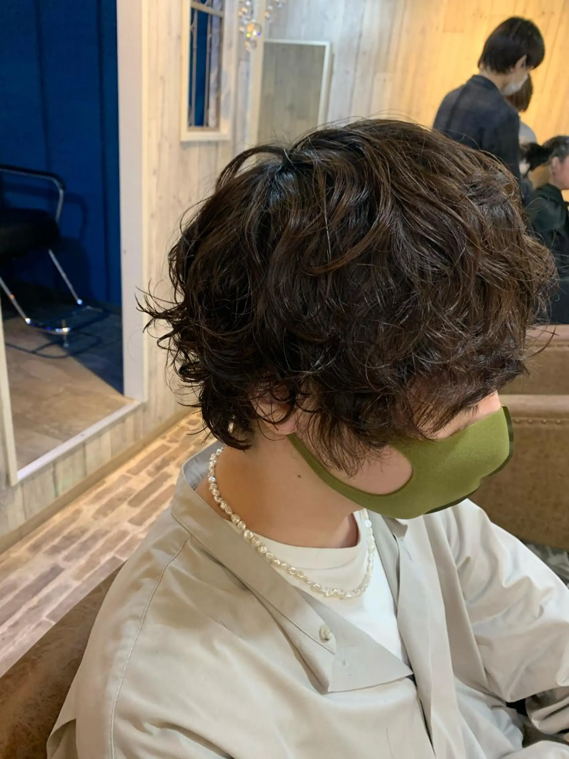 ミディアム パーマ メンズ ヘアカラー トリートメント ✨透明感カラー 聖奈✨のヘアスタイル