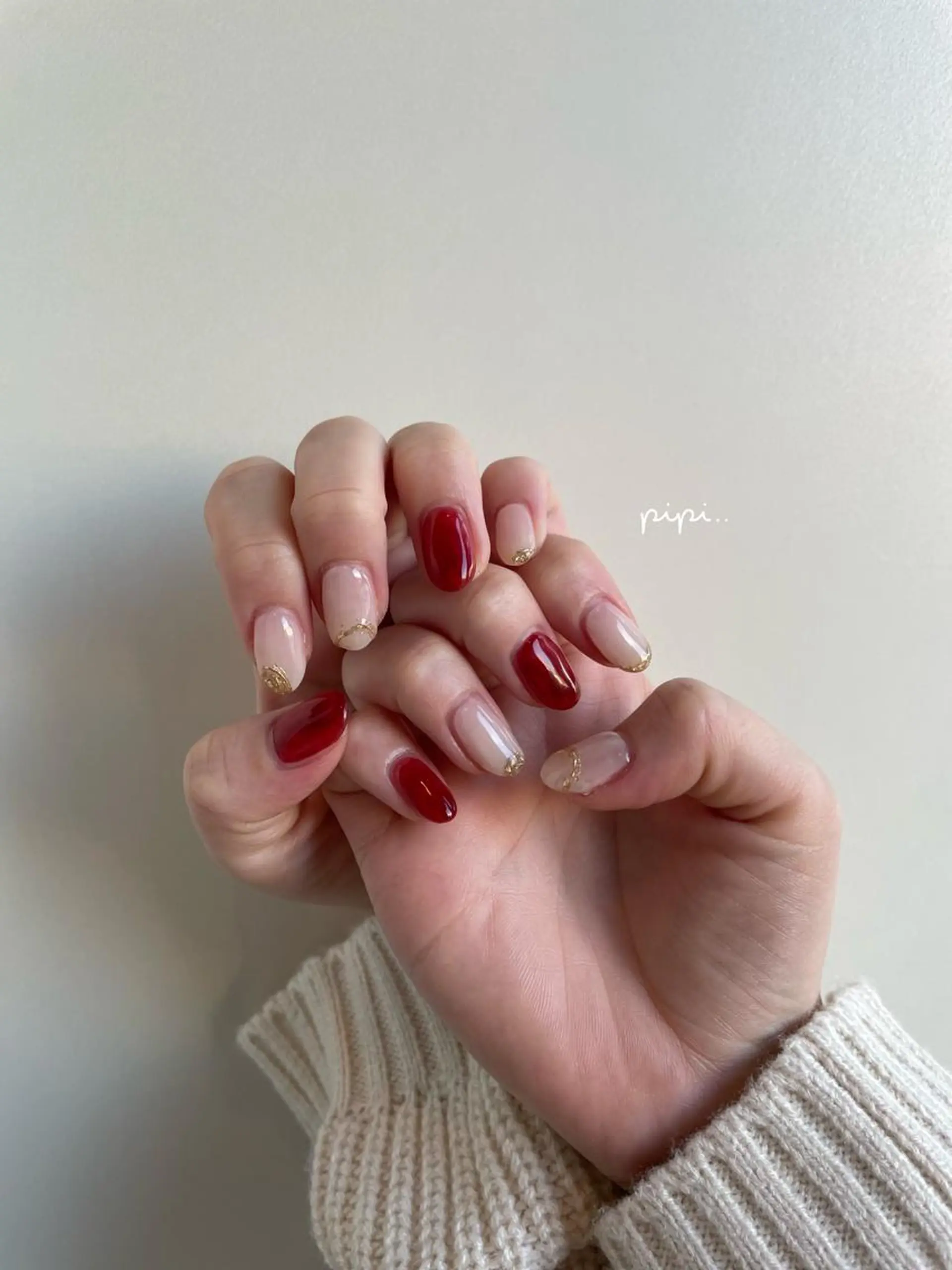 ミディアム ネイル クリスマス ブラウン クリスマス pipi..所属・pipi ..のネイルデザイン