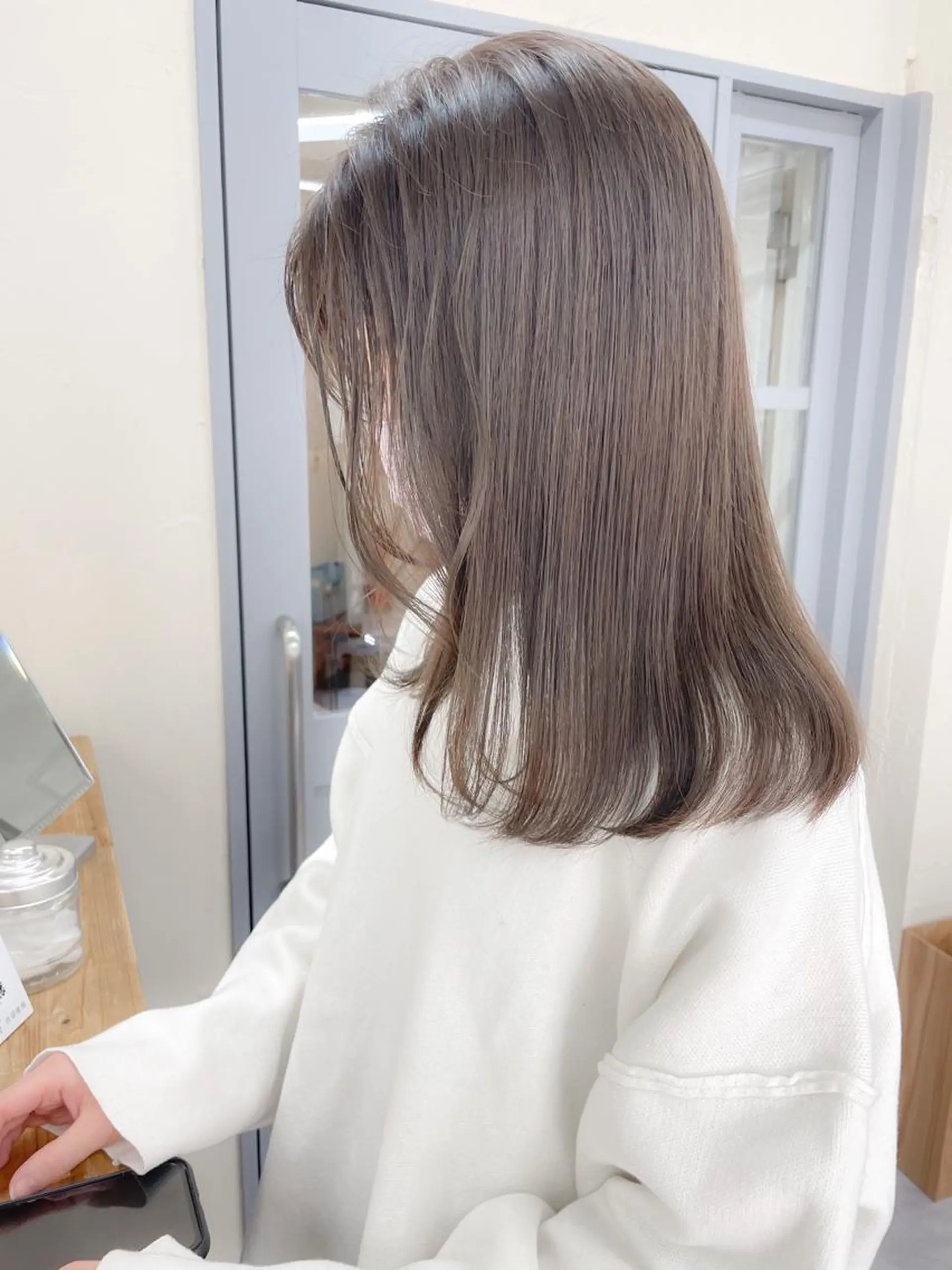 ミディアム カラー カット ヘアカラー トリートメント ✨ブリーチなし透明感 池袋　水野のヘアスタイル