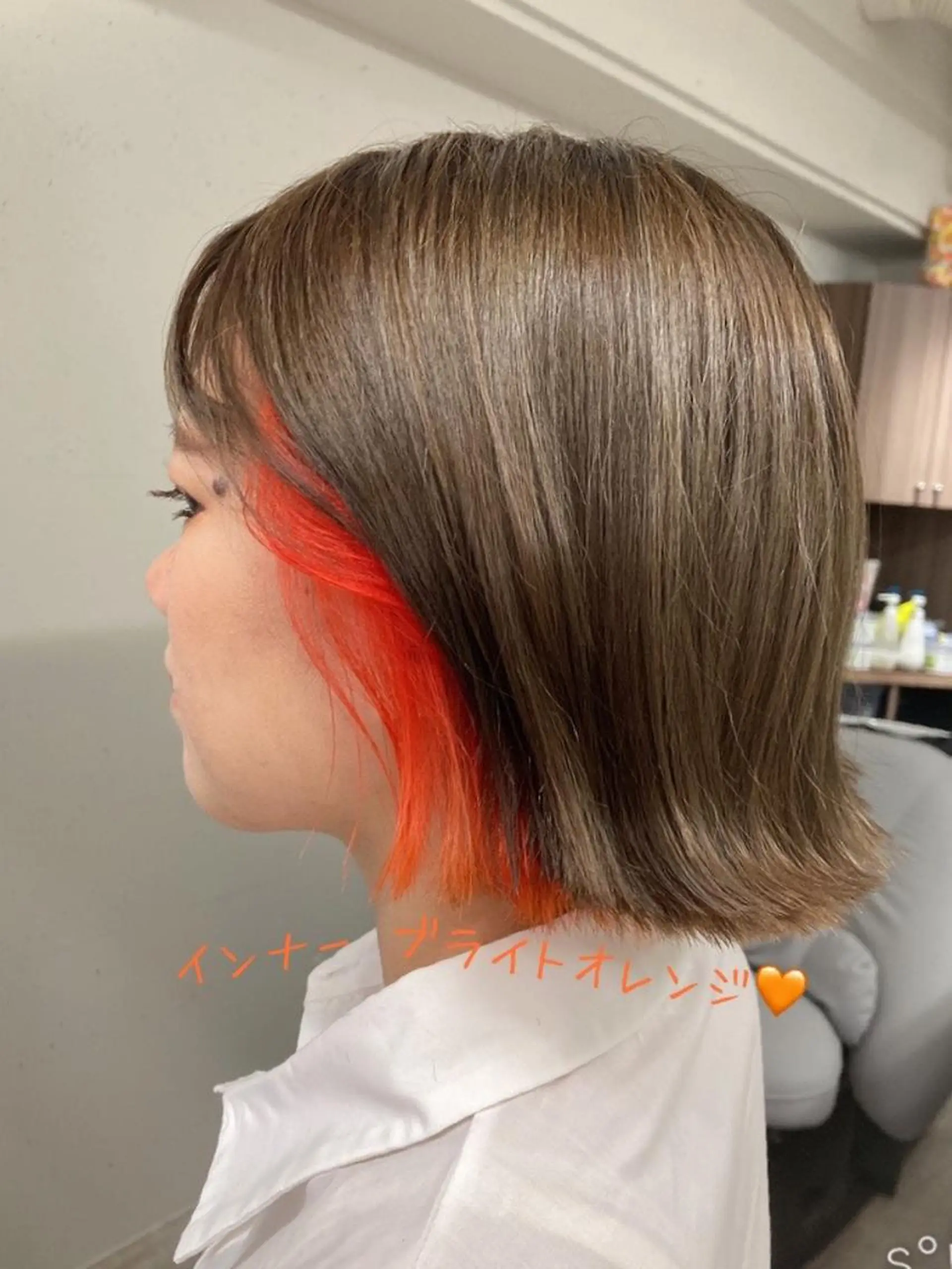 ショート カラー オレンジ カット ヘアカラー ミルミー美容室所属・🦄💒💓齎藤 七海子🦄💒💓のマツエク・マツパデザイン