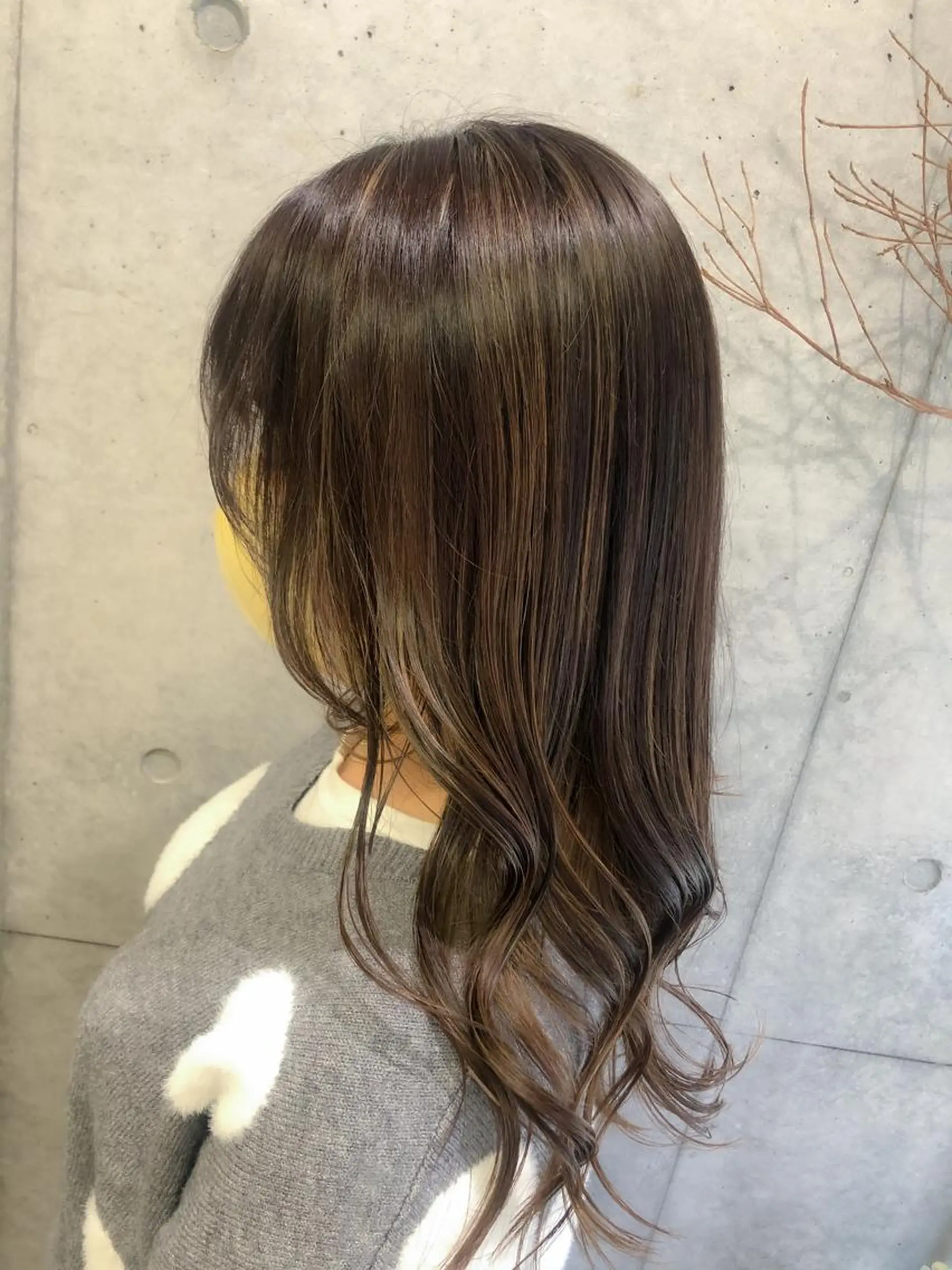 セミロング カラー ヘアアレンジ ハイライトカラー ハイライト rii-🩰 トレンド韓国ヘアのヘアスタイル