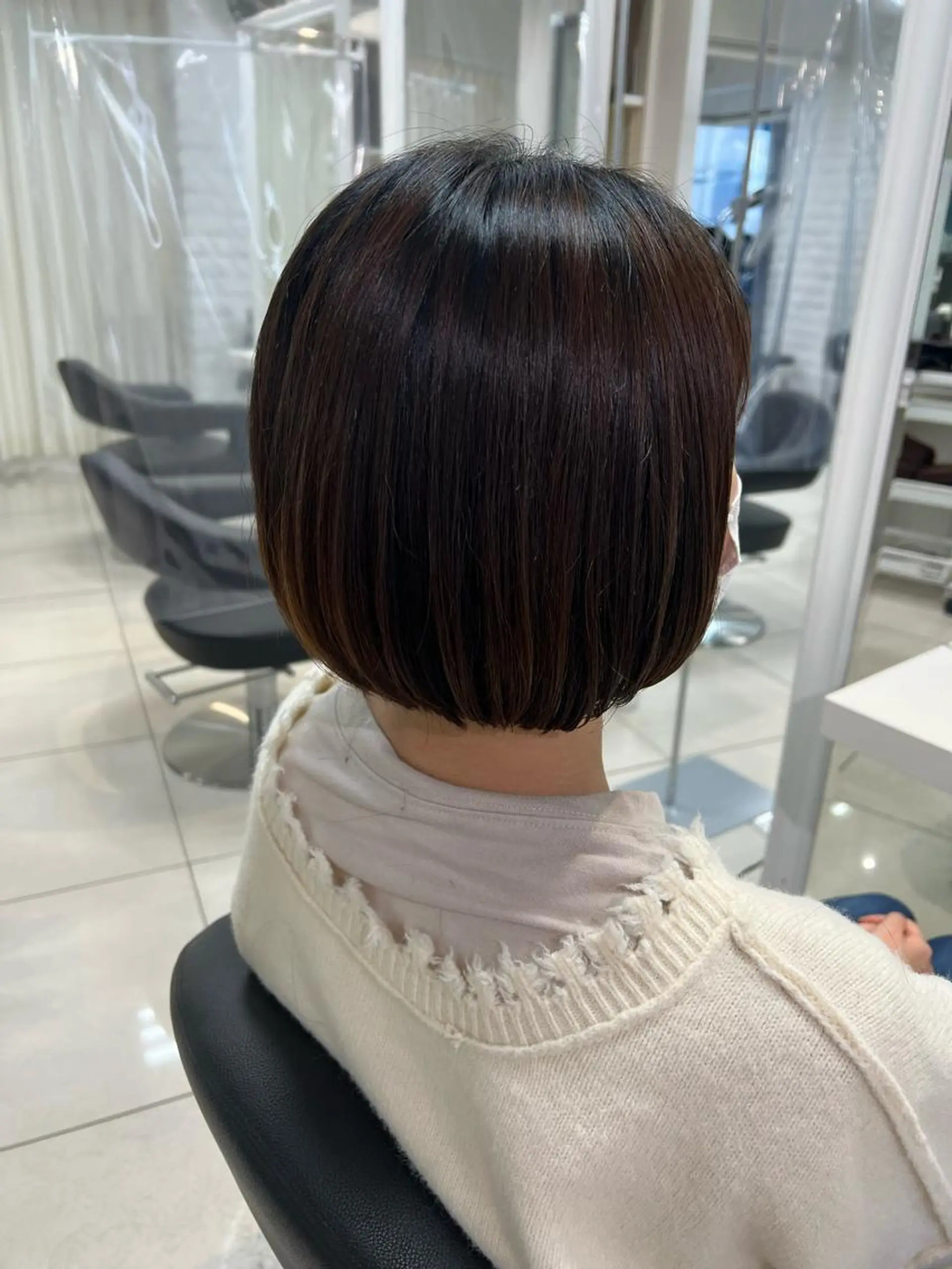 ミディアム ボブ 似合わせカット カット トリートメント 暖色カラー💜 中山由梨のヘアスタイル