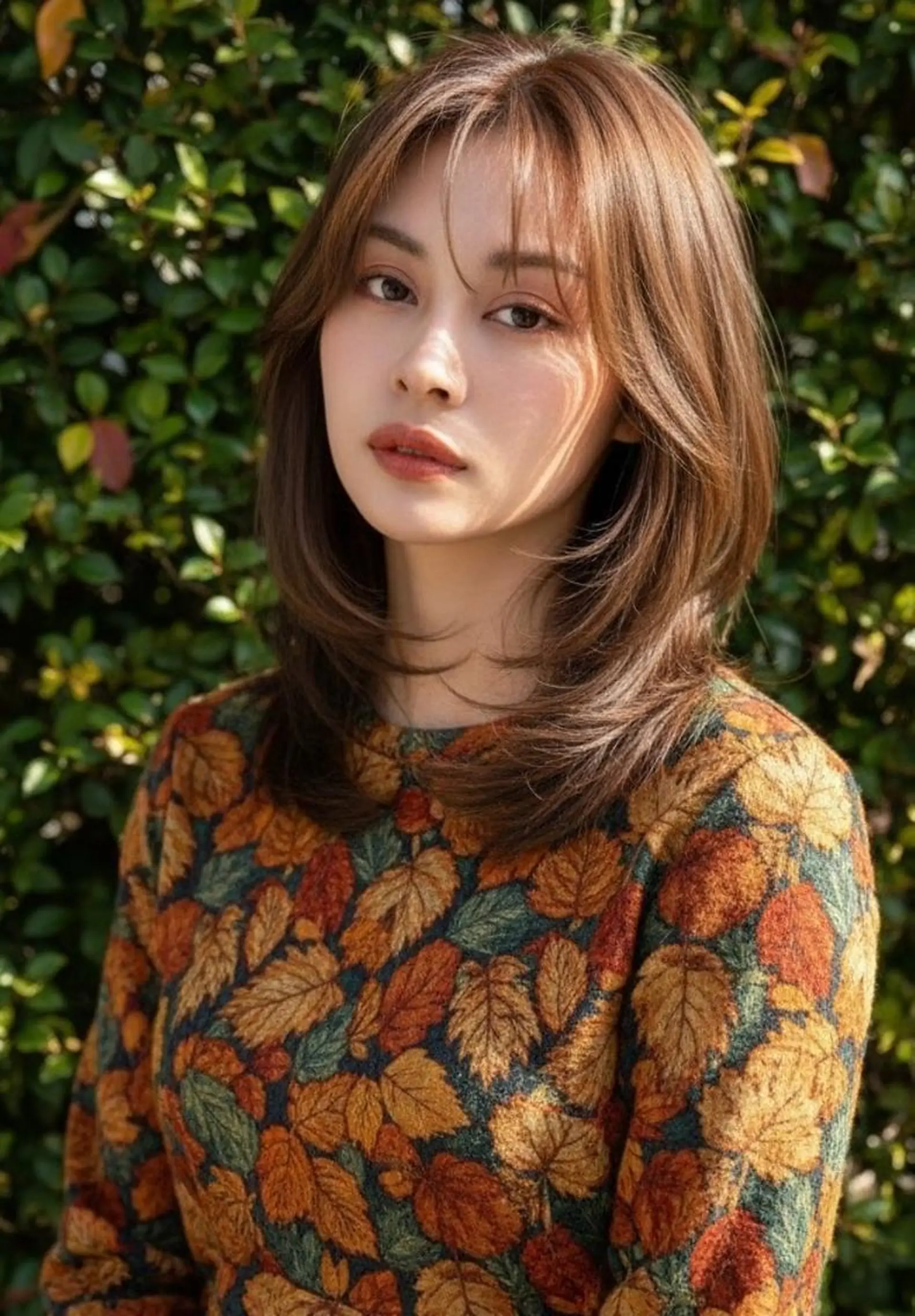 ミディアム パーマ カラー ベージュカラー ブラウンカラー ブラウンベージュ レイヤーカット 小顔カット カット ヘアカラー トリートメント ヘアセット さく/髪質改善× 縮毛矯正/町田のヘアスタイル