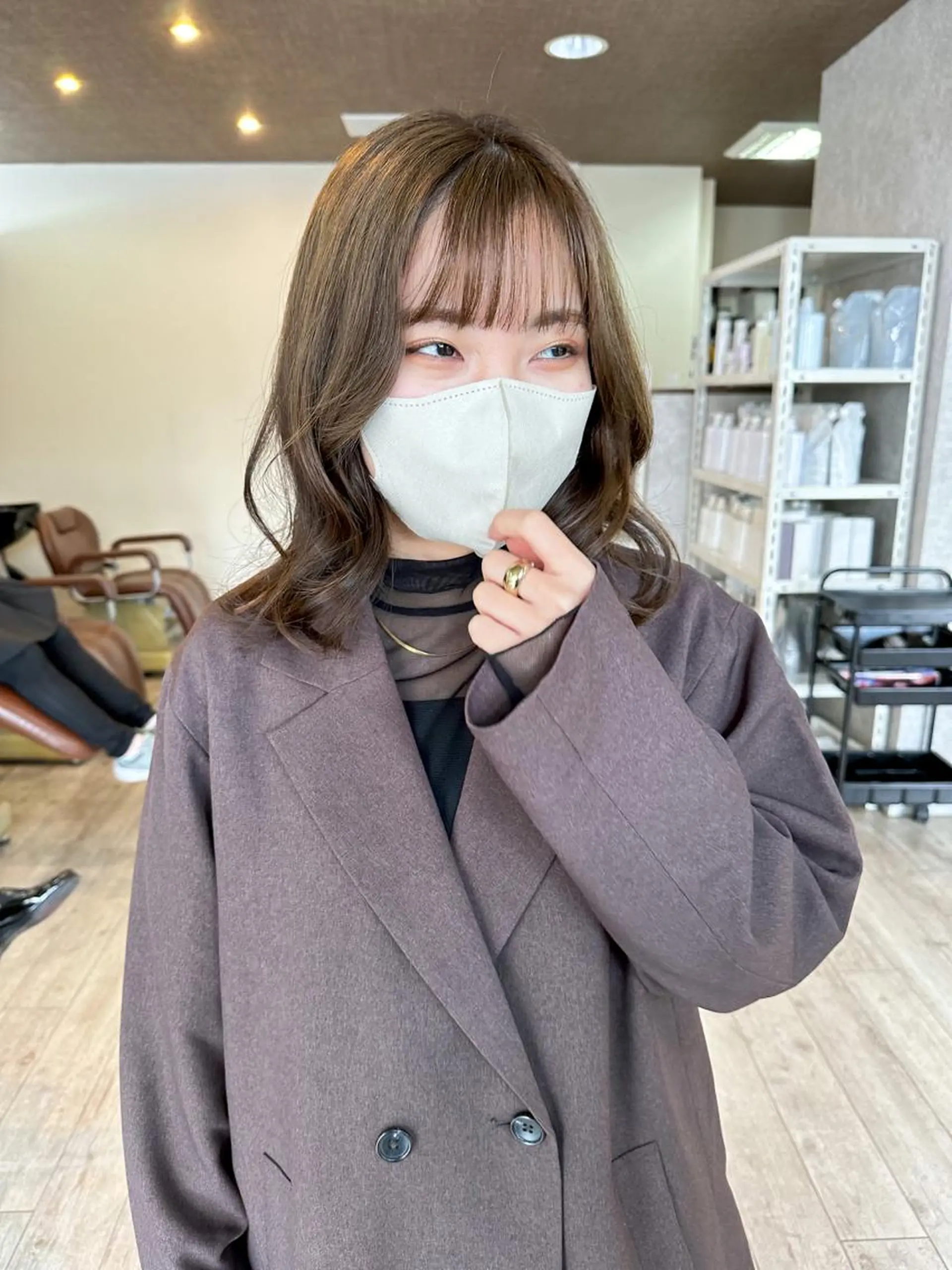 ミディアム カラー ベージュカラー グレージュ オリーブベージュ ヘアカラー トリートメント 高橋 みく/ minim 暖色のヘアスタイル