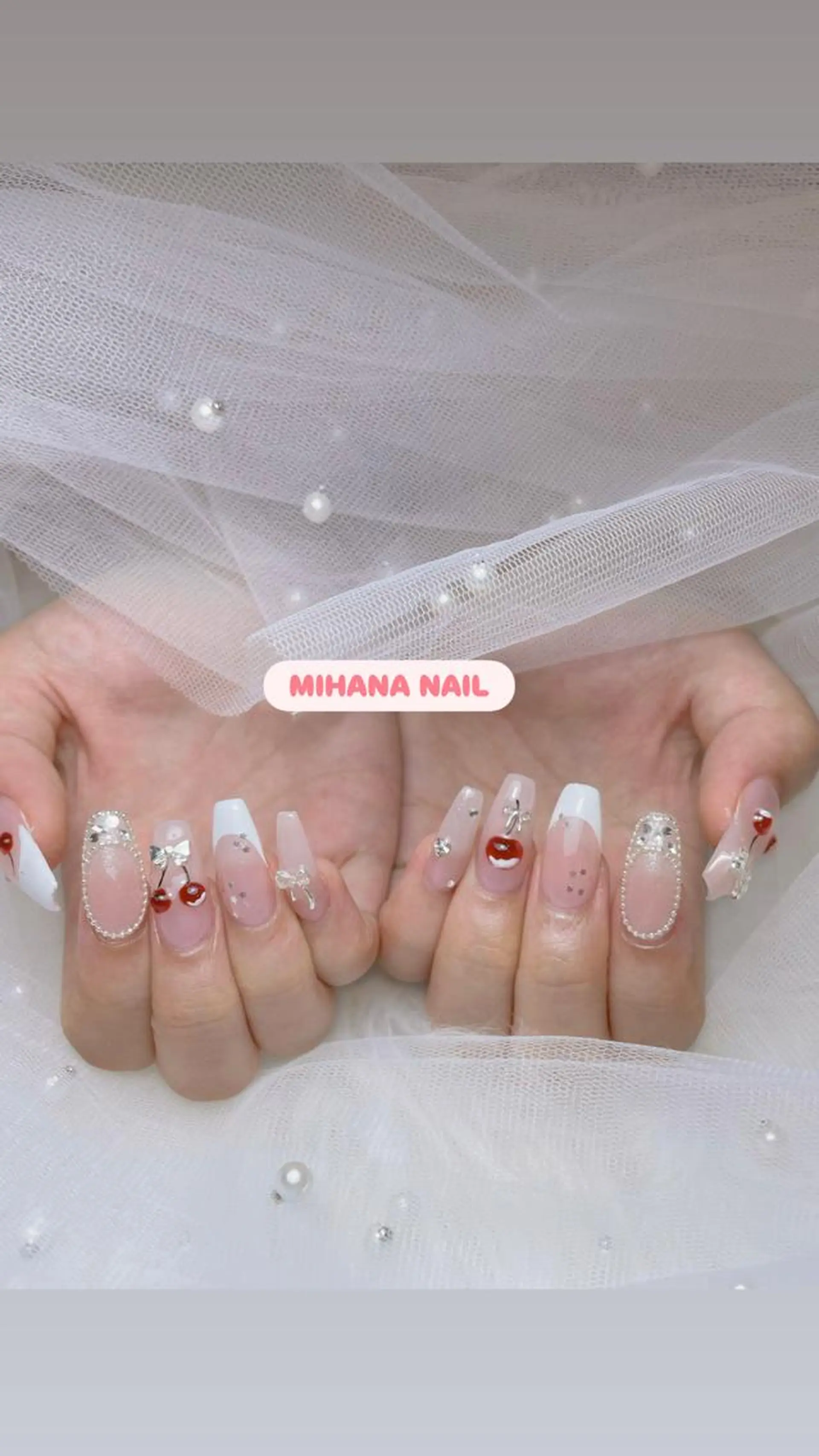 ネイル 長さ出し フレンチネイル グラデーション 卒業式 マグネットネイル ハンドネイル MIHANA HIKARIのネイルデザイン