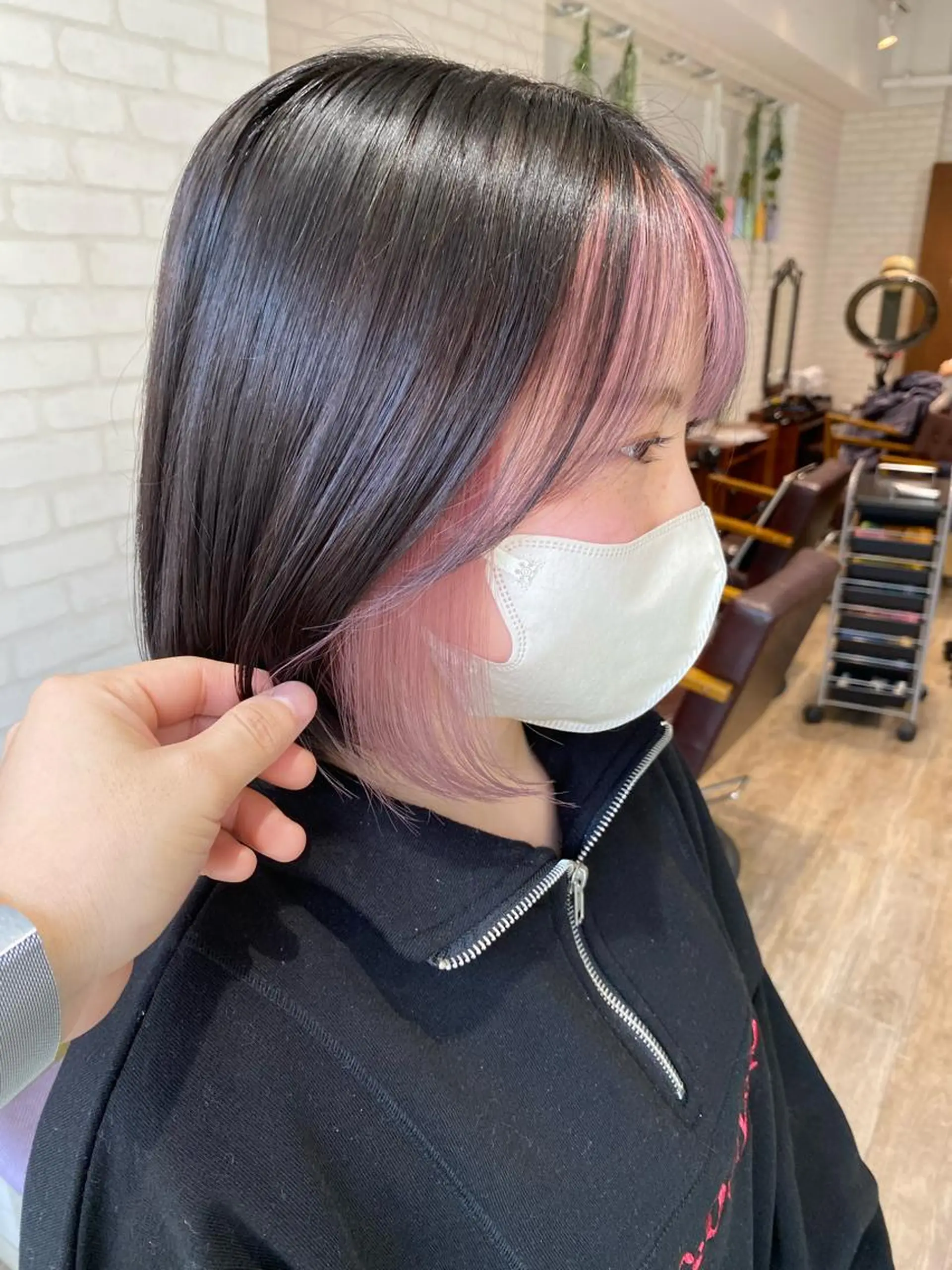 ショート カラー ピンクカラー ヘアカラー トリートメント ブリーチ/ボブ ショート/はらのヘアスタイル
