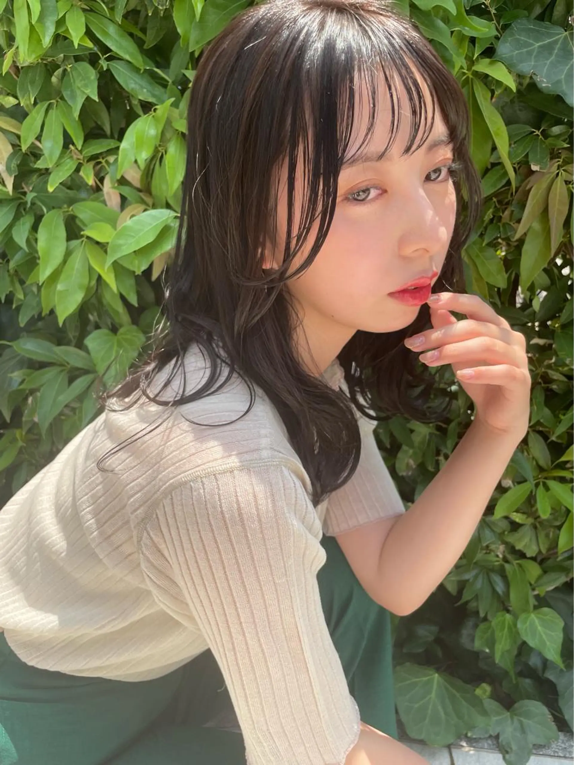 ミディアム アッシュ 外国人風カラー ハイライト 髪質改善 韓国風ヘア カット ヘアカラー トリートメント hoNua. 栄/透明感カラーのヘアスタイル