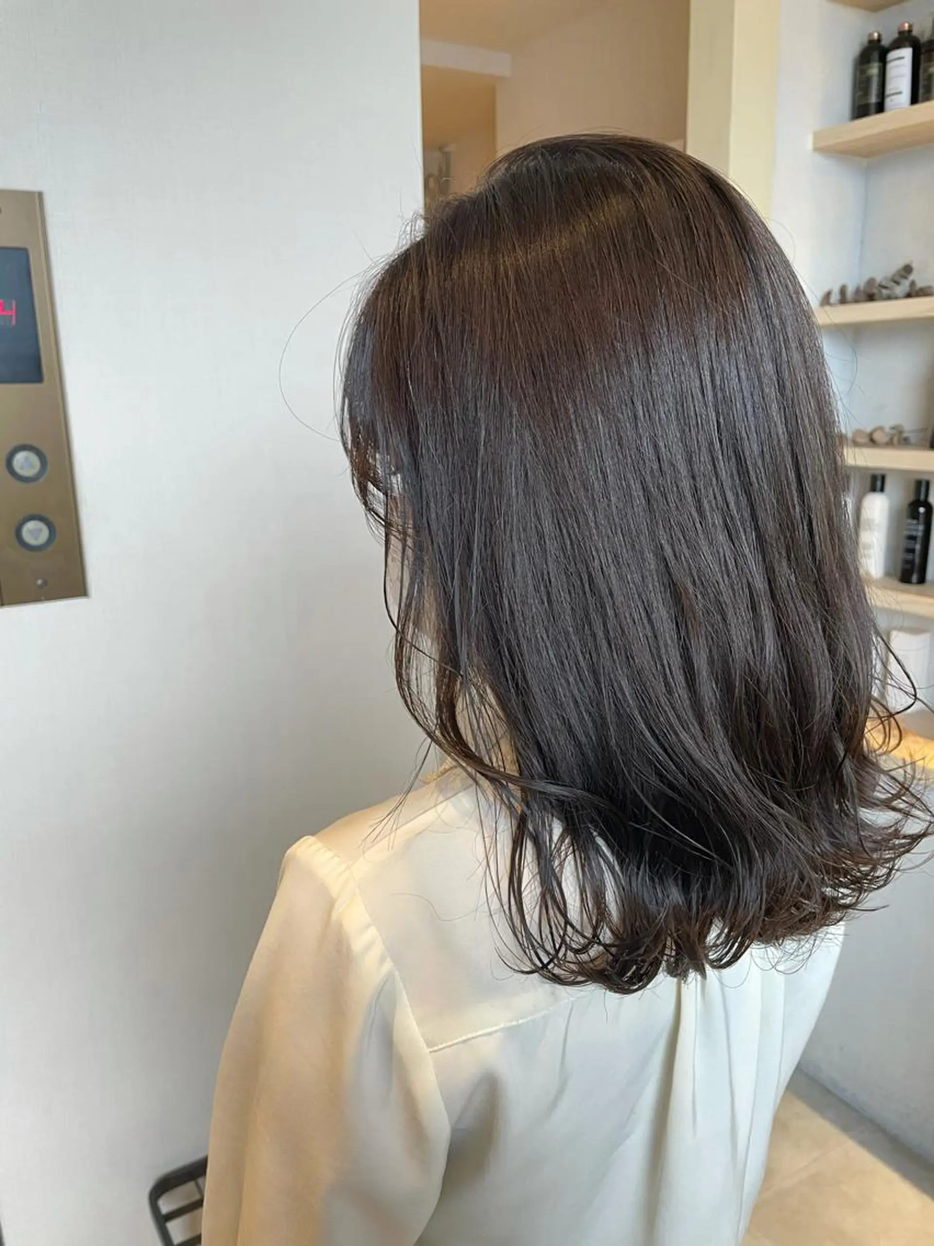 ミディアム カラー アッシュ 透明感カラー シルバー Eleanor 立川北口のヘアスタイル