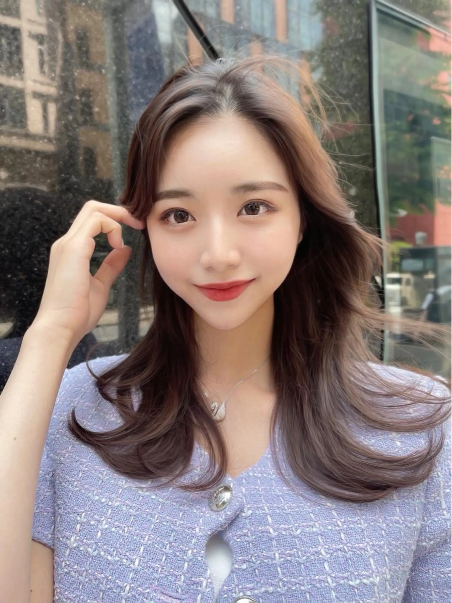 セミロング くびれヘア レイヤーカット 似合わせカット 小顔カット カット ヘアカラー トリートメント ボブパーマ ウルフパーマのヘアスタイル