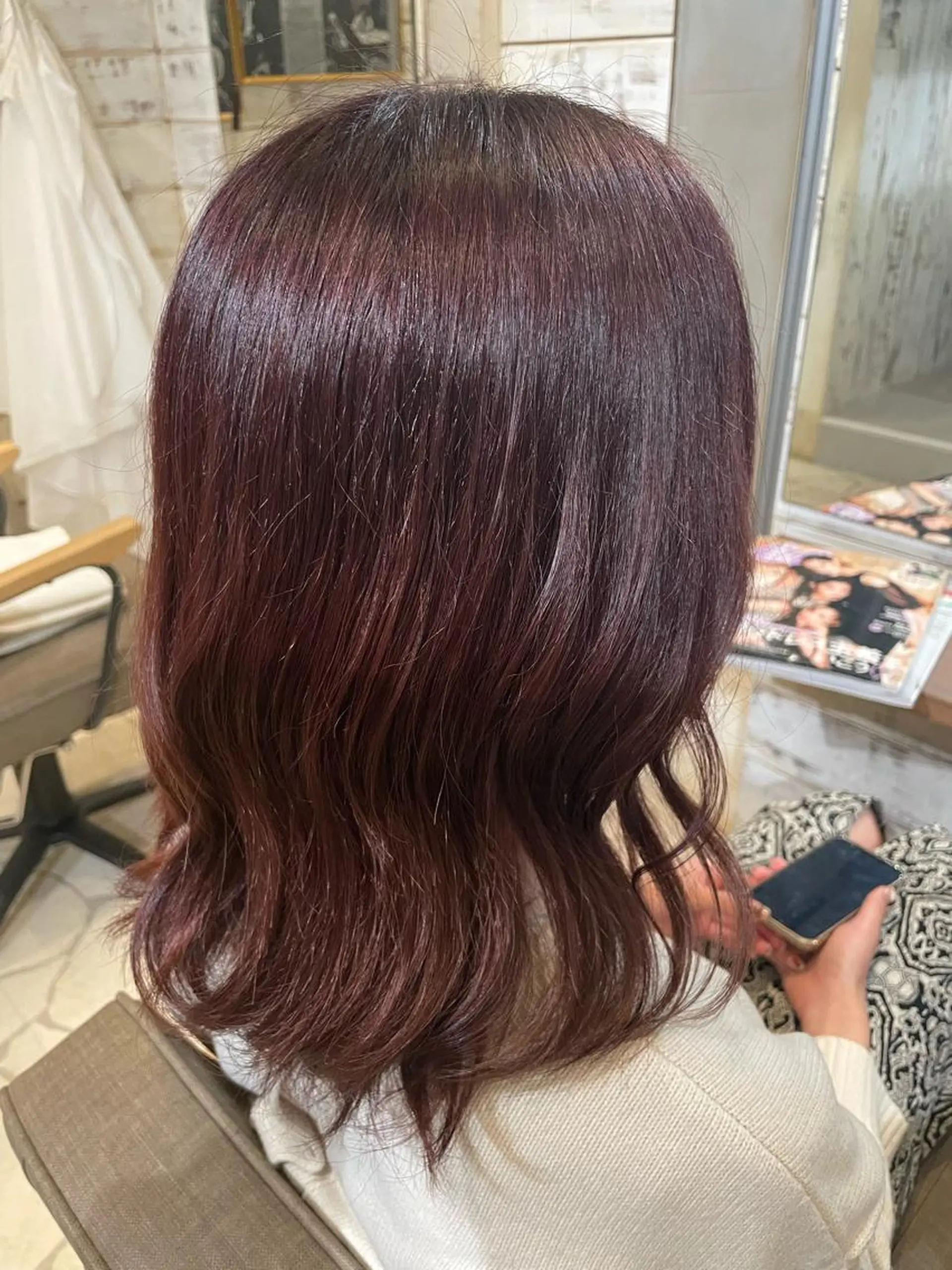 ミディアム カラー ブラウンカラー ピンクカラー ピンクブラウン スリールヘアー所属・🖤nako/艶髪/ 透明感カラー🖤のヘアスタイル
