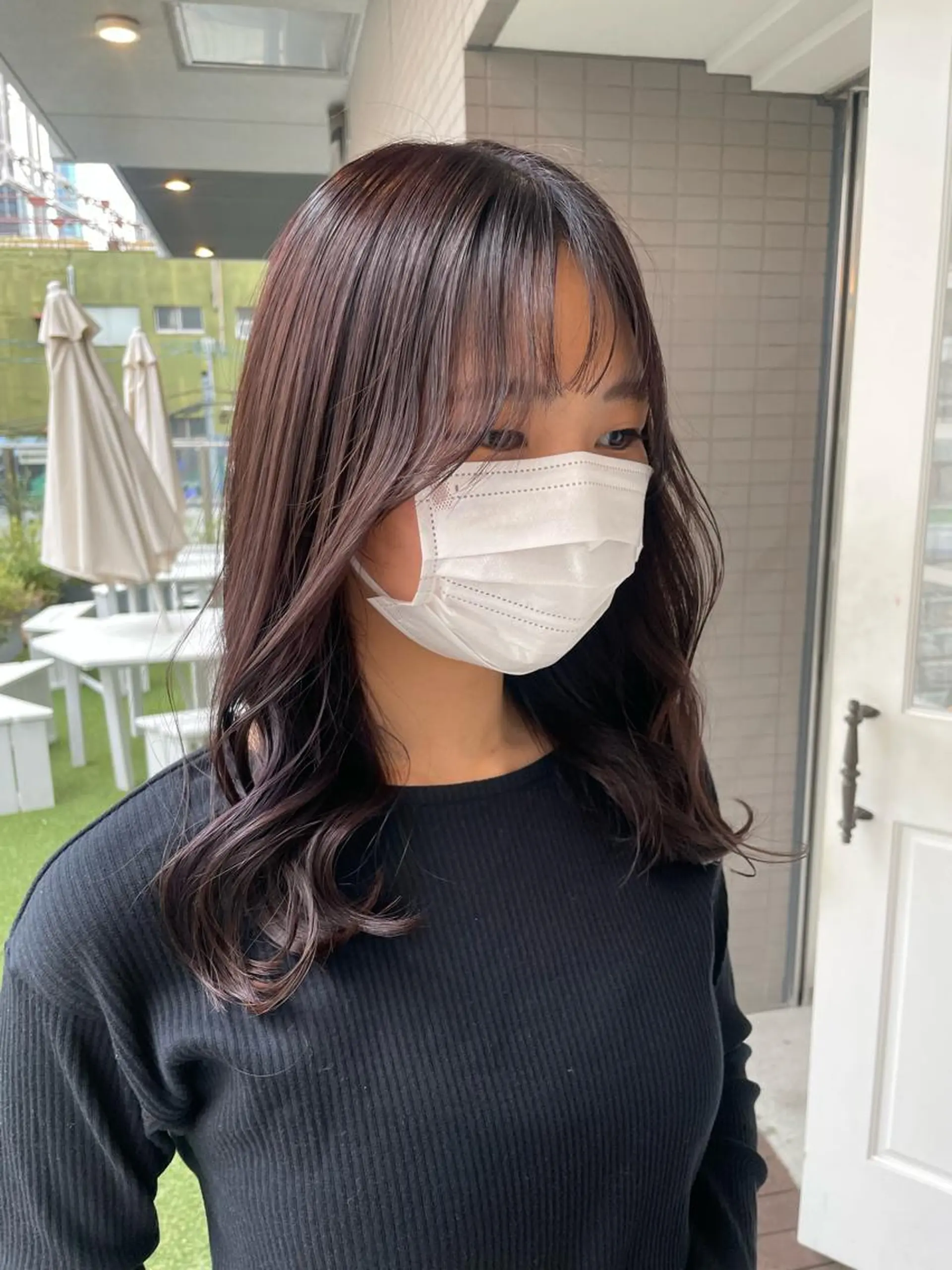 セミロング カラー ヘアアレンジ ブリーチ ラベンダーカラー ブリーチなしカラー ヘアカラー トリートメント KAYLEE Juriのヘアスタイル