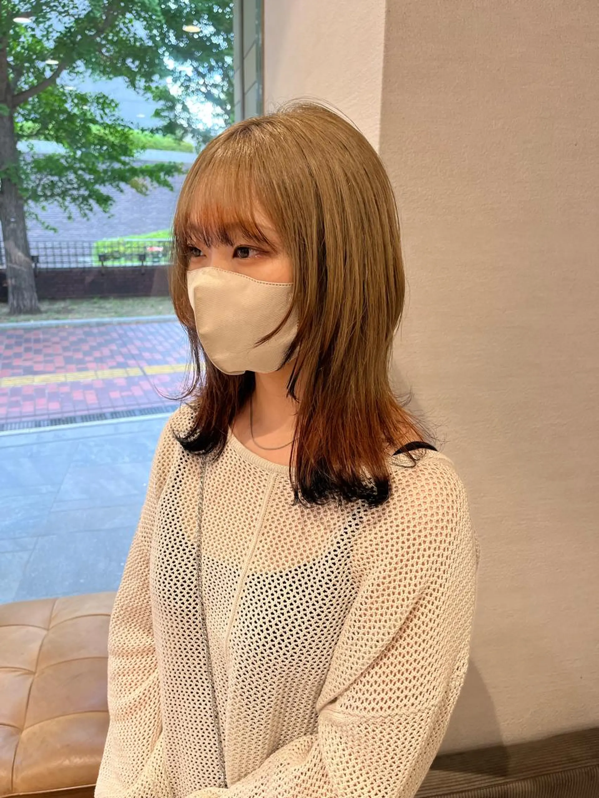 ミディアム 狐カラー ニュアンスパーマ 曲がる縮毛矯正　爲石のヘアスタイル