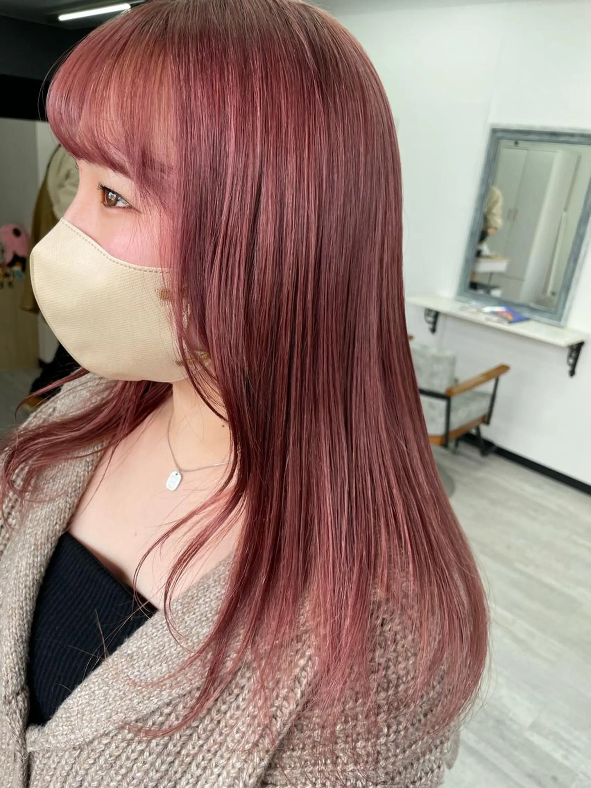 カラー ベージュカラー ピンクカラー ピンクベージュ オノ アカネのヘアスタイル