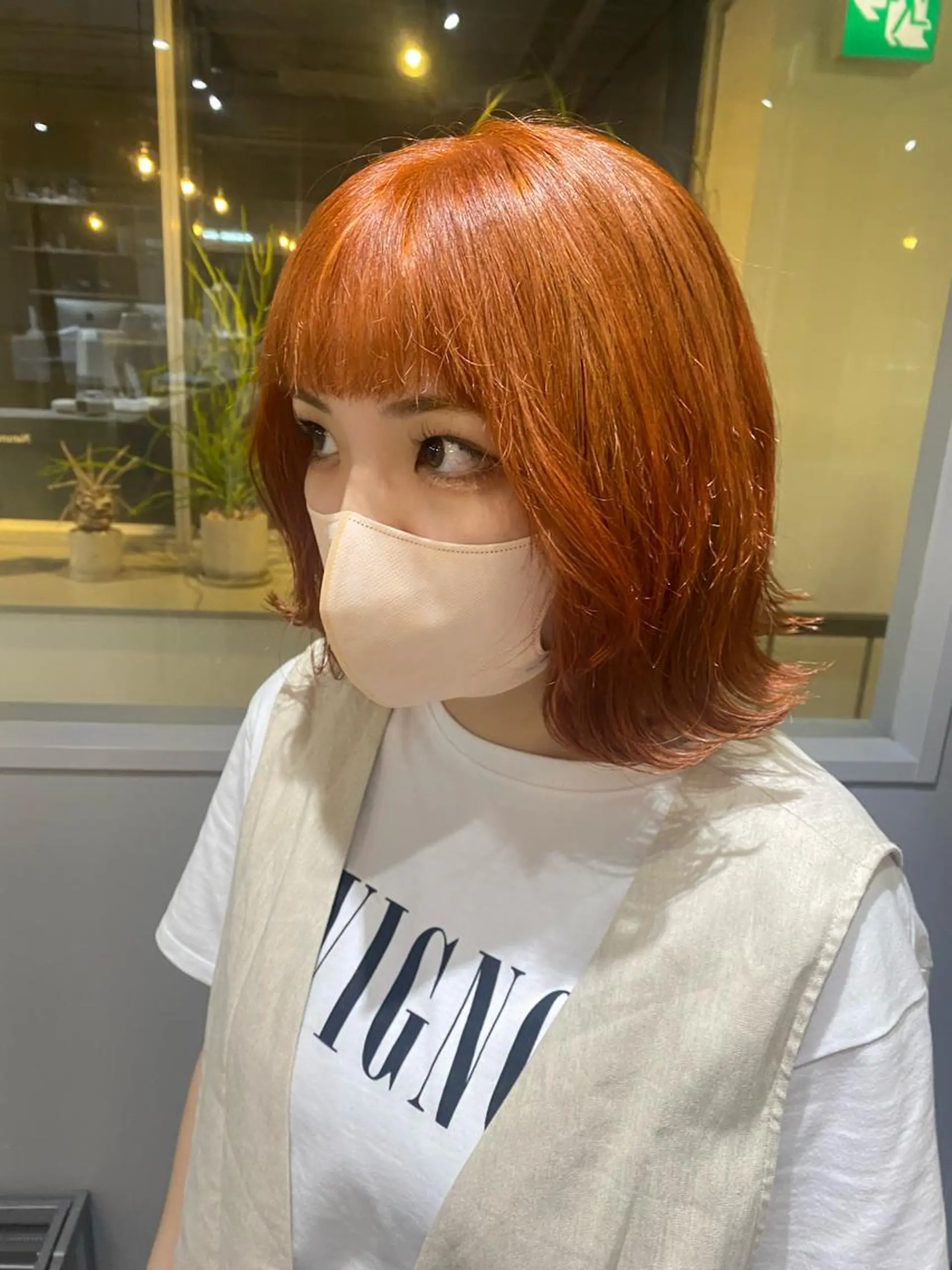 ミディアム カラー オレンジ ヘアカラー トリートメント ヘッドスパ きよはらちさき🍑 柔らかカラー🌱🫧のヘアスタイル