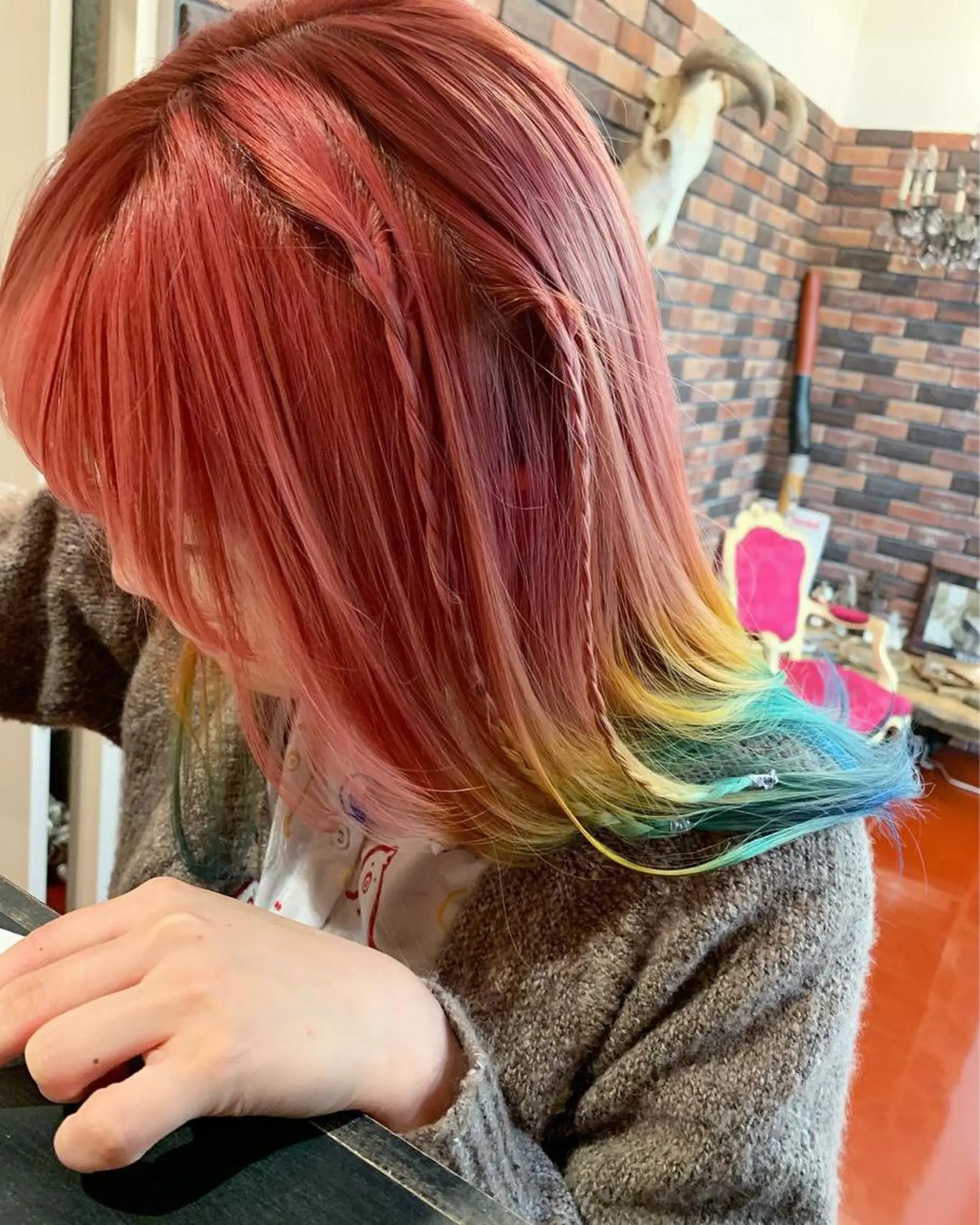 セミロング カラー ヘアアレンジ ピンクベージュ/新潟 万代/高橋桃葉🍑のヘアスタイル