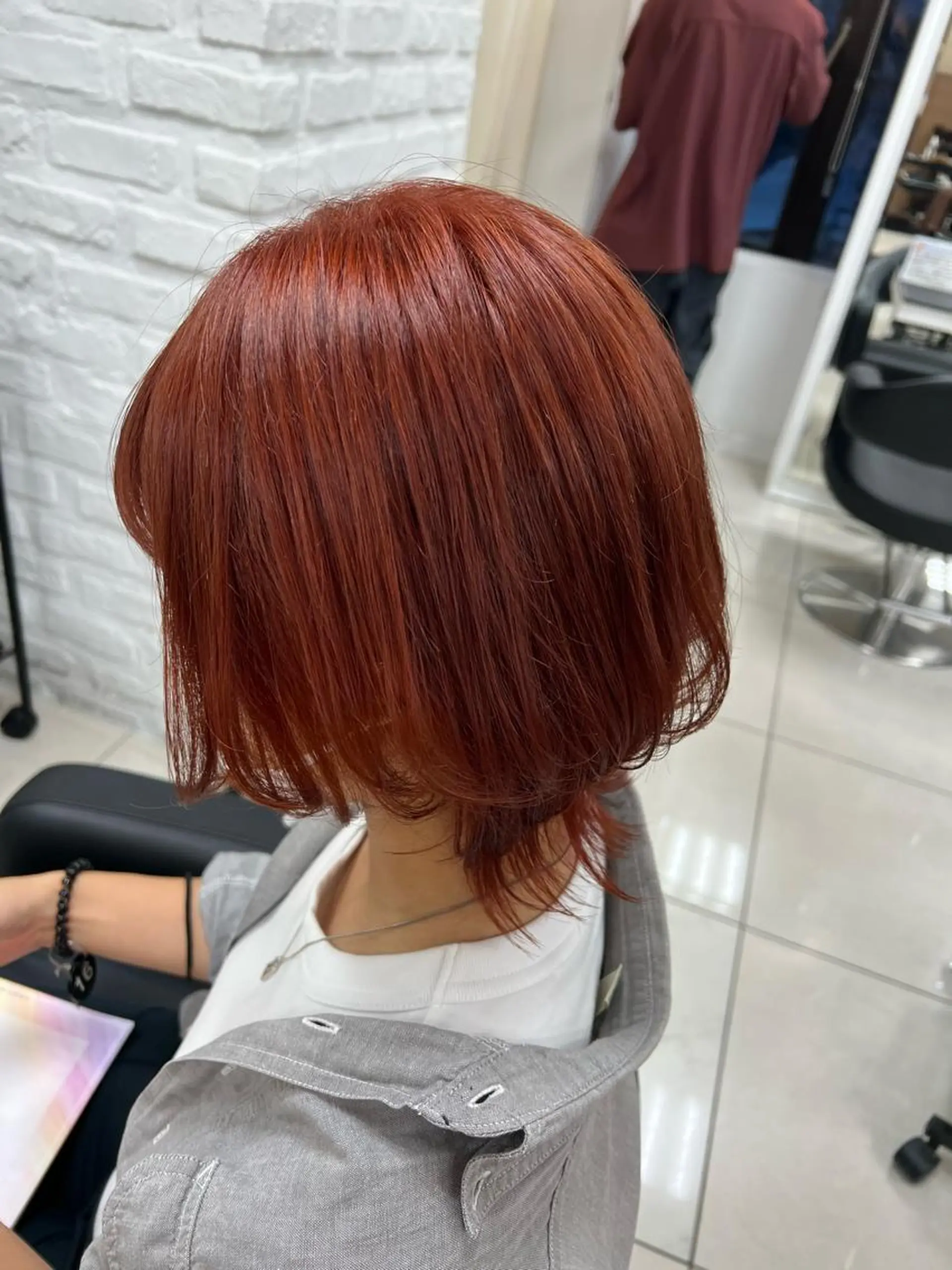 ミディアム カラー ブラウンカラー オレンジ レッドカラー レッドブラウン ヘアカラー トリートメント 【暖色カラー特化】 中山由梨のヘアスタイル
