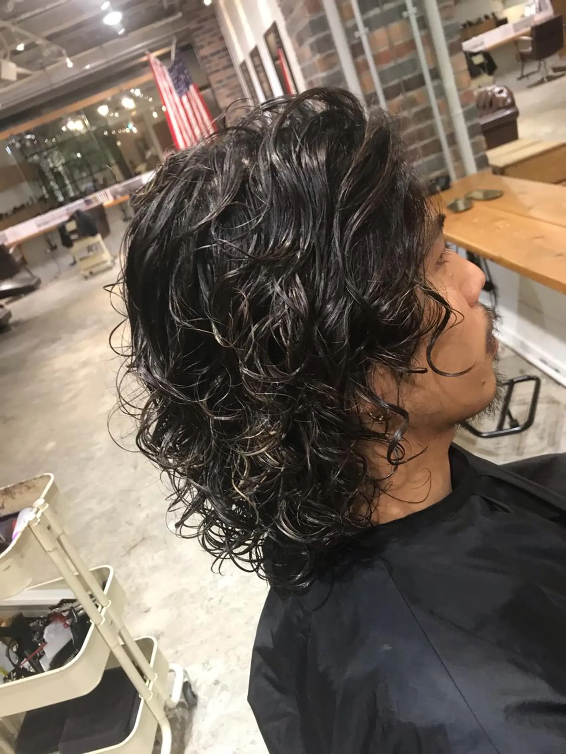 セミロング カラー パーマ ヘアアレンジ メンズ キッズ メンズハイライト メンズパーマ セミロングパーマ ハイライトカラー ハイライト Forest. -髪質改善-のヘアスタイル