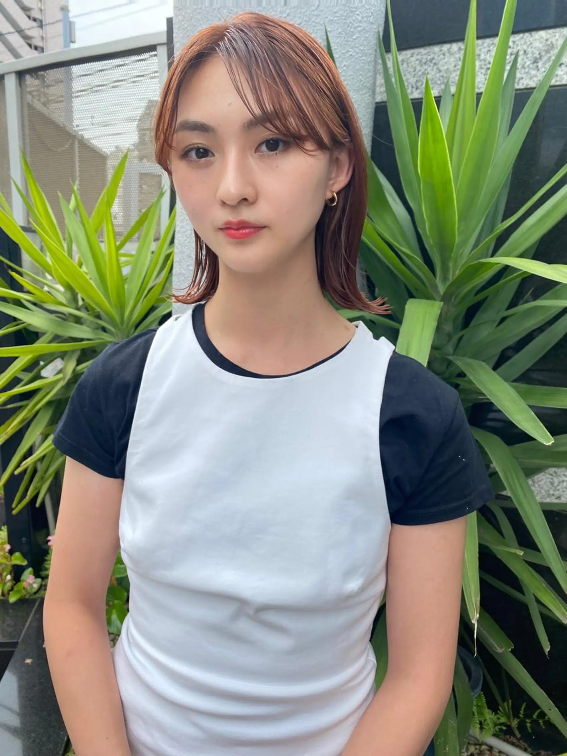 ショート カラー 切りっぱなしボブ ブラウンカラー オレンジ オレンジブラウン ボブ カット ヘアカラー トリートメント fit stand /HIIRAGIのヘアスタイル
