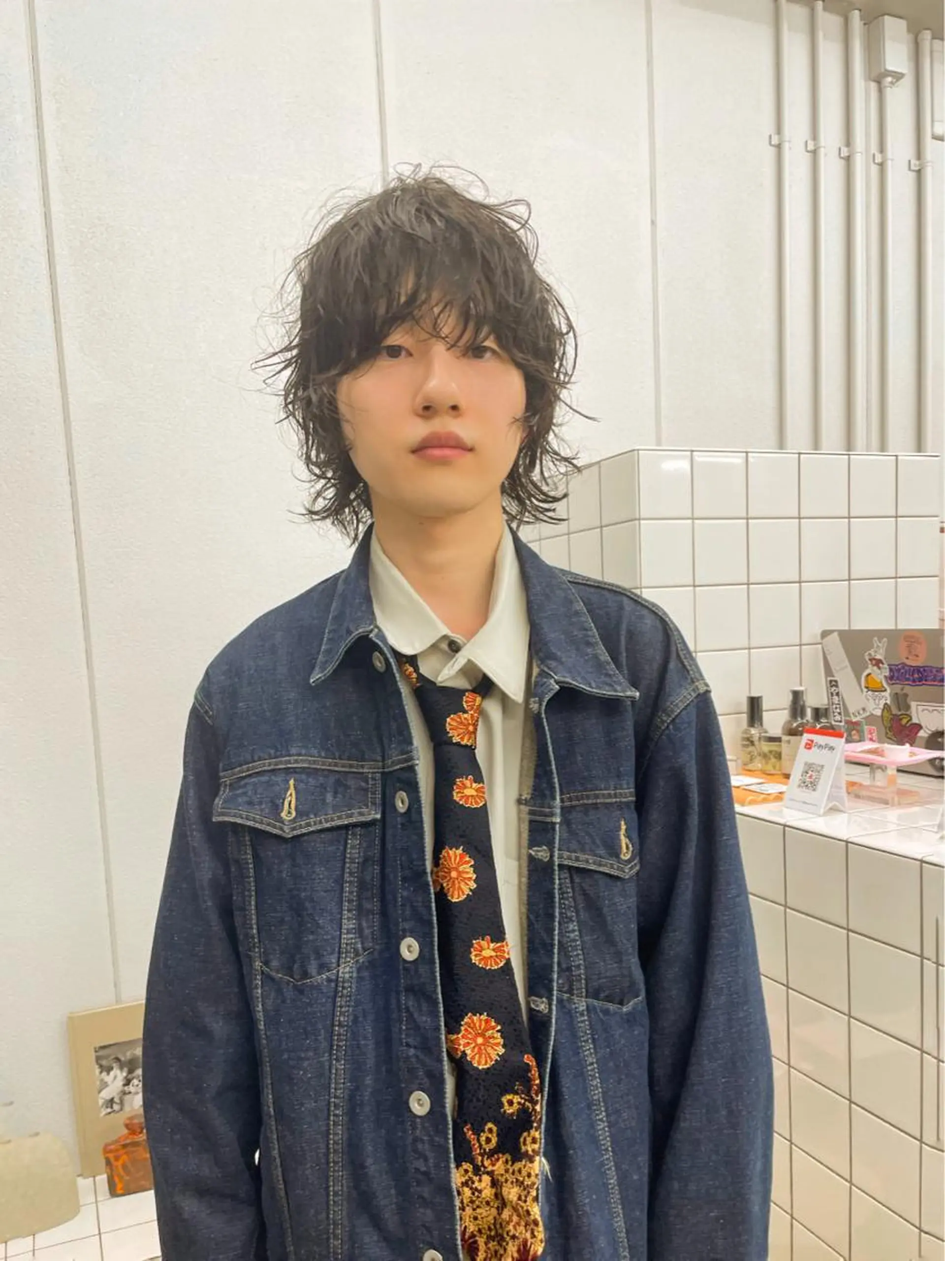 ミディアム パーマ メンズ カット パーマ 関 京磨のヘアスタイル