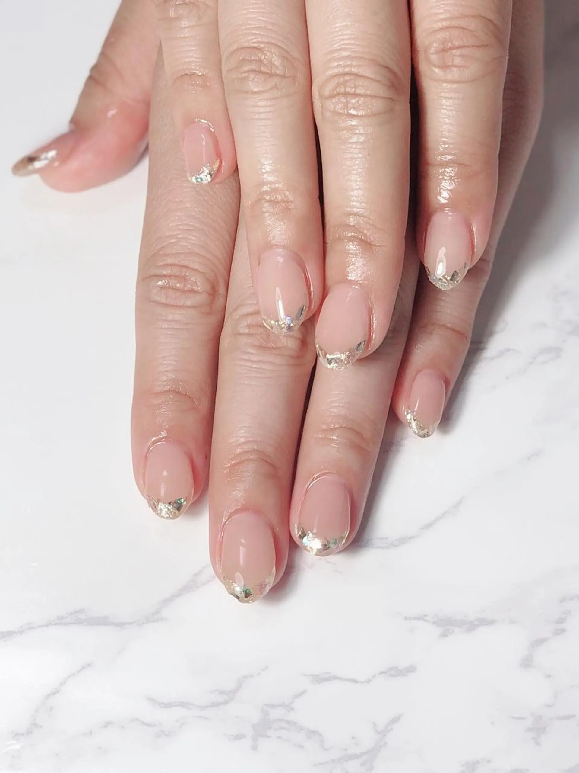 ネイル アートネイル フレンチネイル ジェルネイル ガラスフレンチ オフィスネイル 辻野 和枝のネイルデザイン